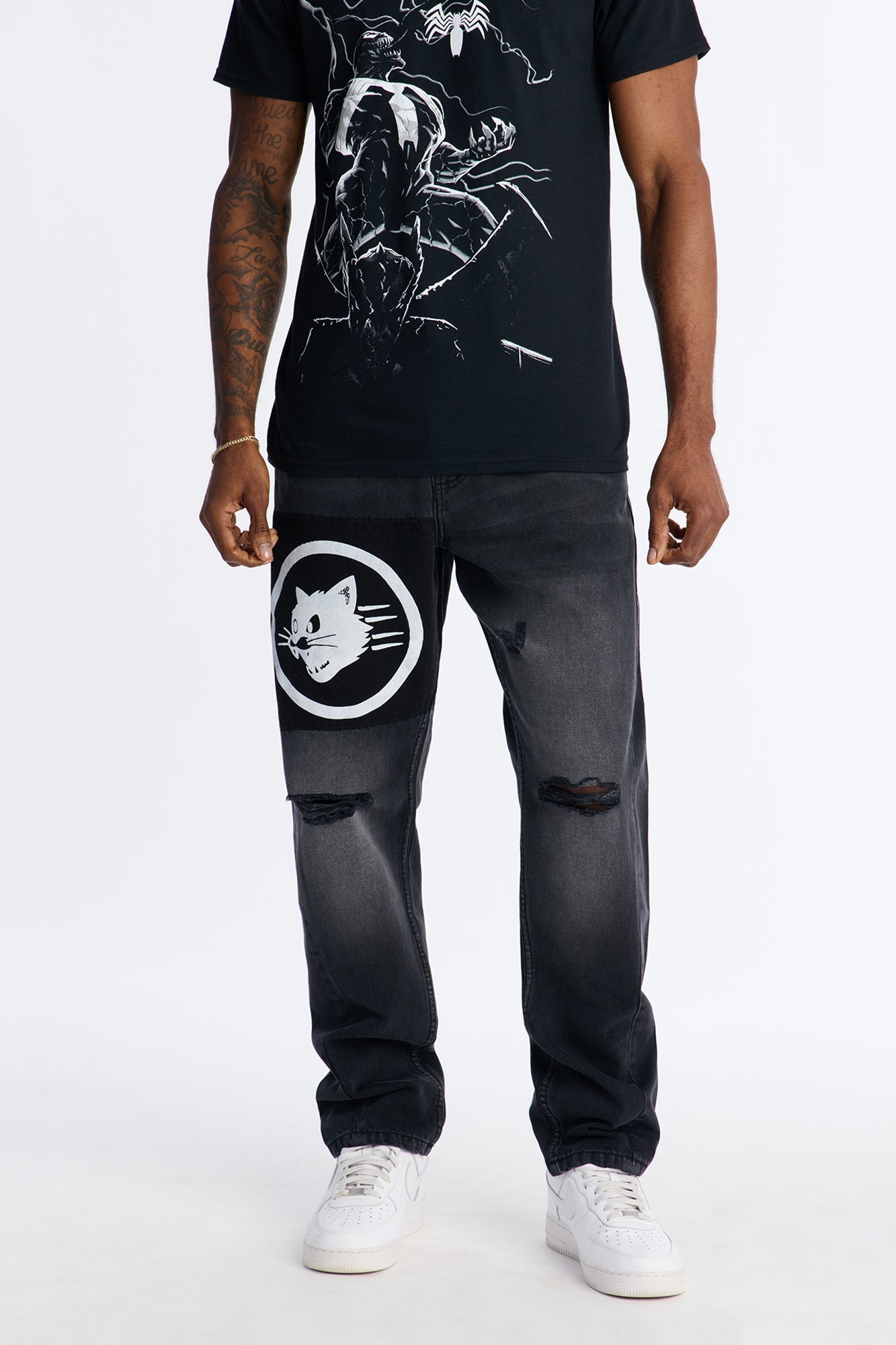 Slim Runnin Rich Mentality Distressed Jean - Black Wash