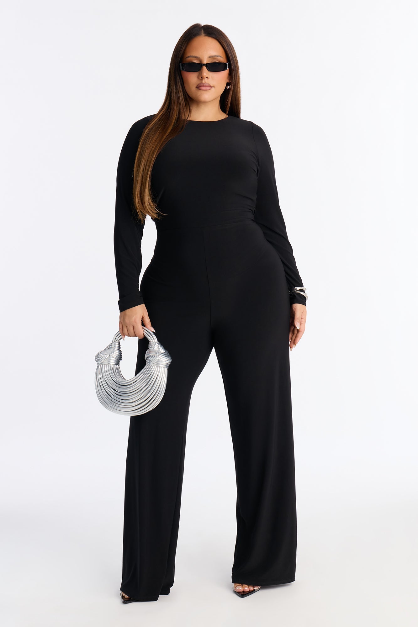Macy Backless Straight Leg Jumpsuit - Black