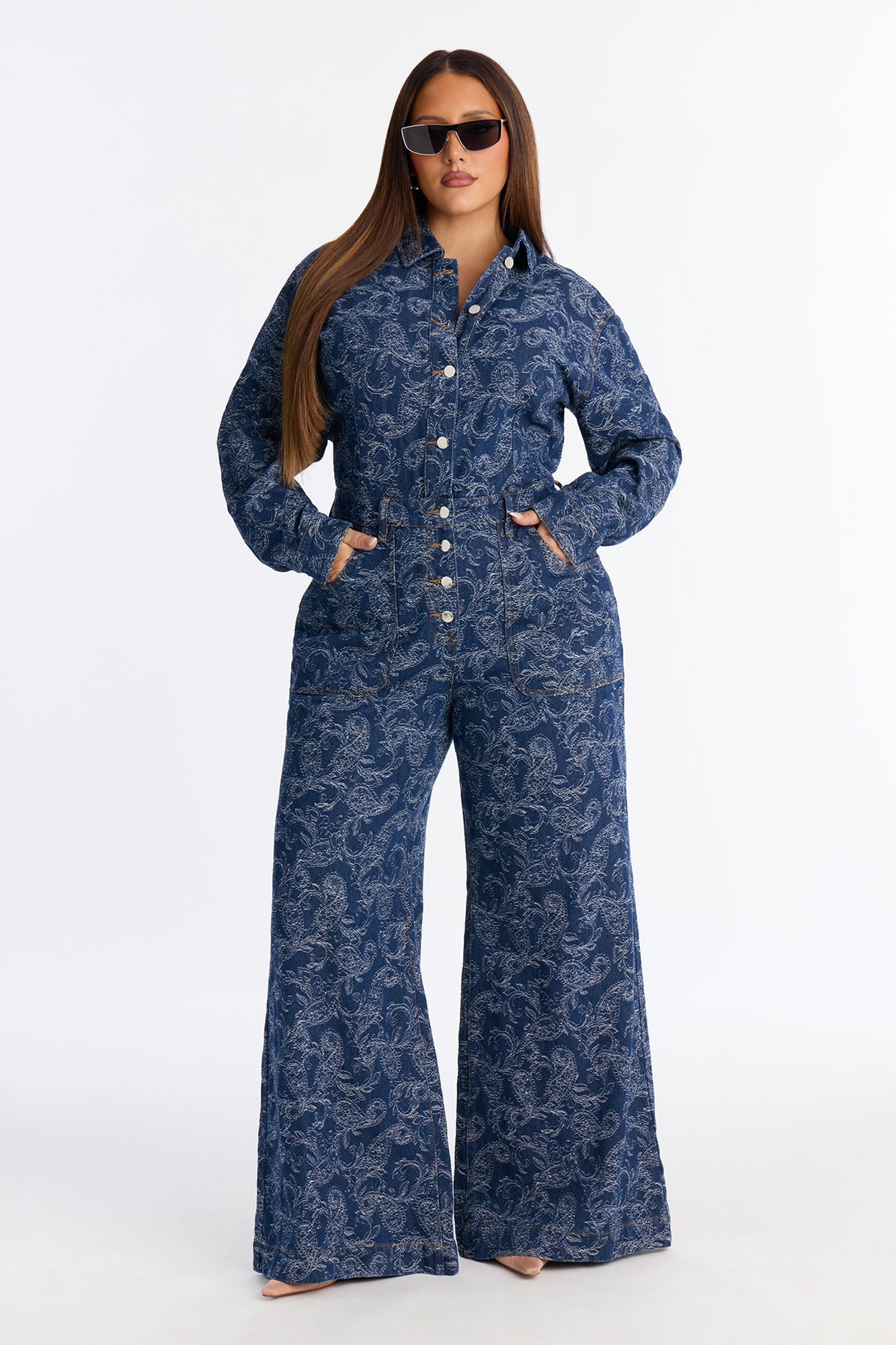 Adeline Denim Flare Jumpsuit - Denim
