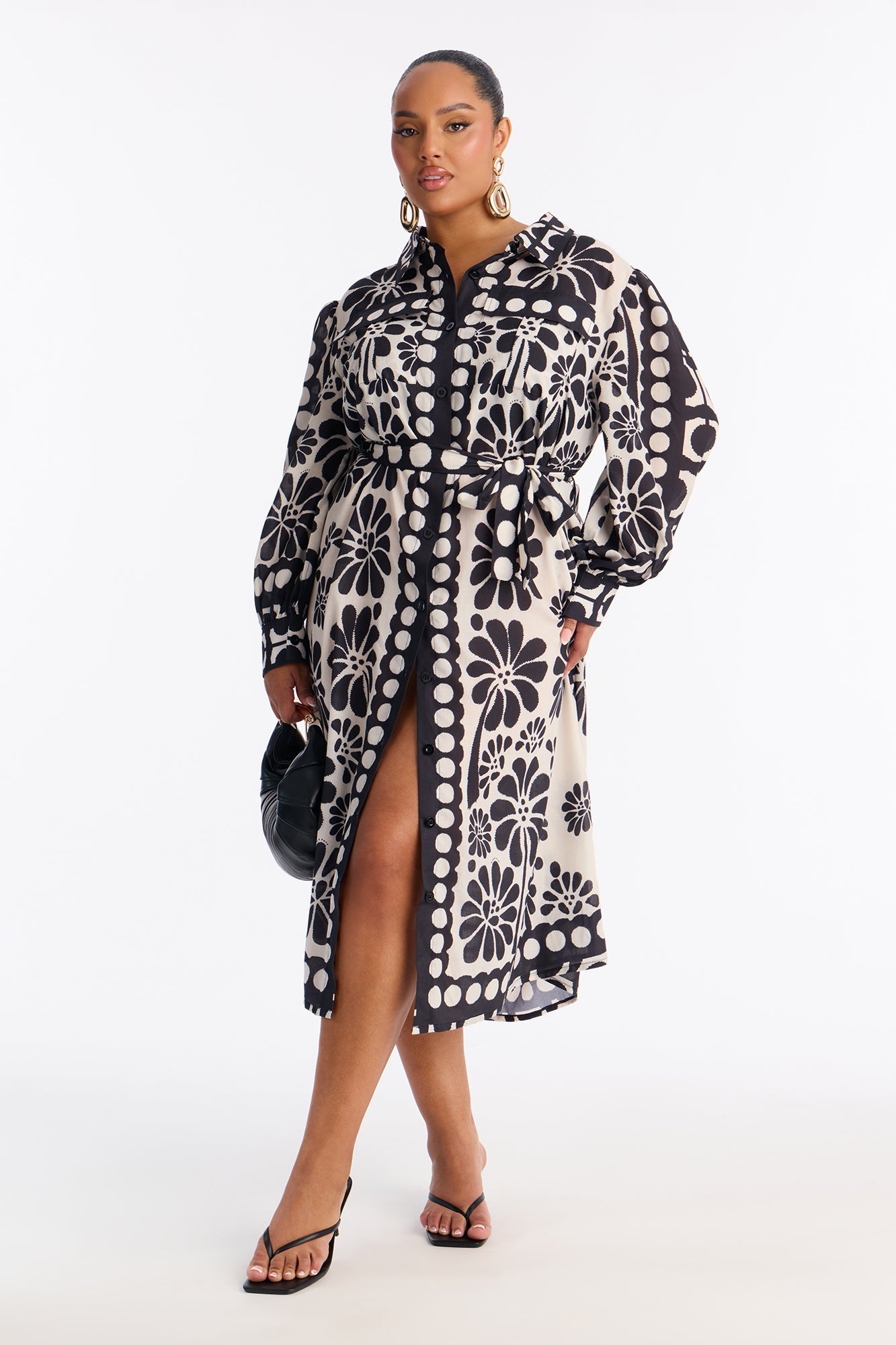 Josephine Floral Midi Dress - Black