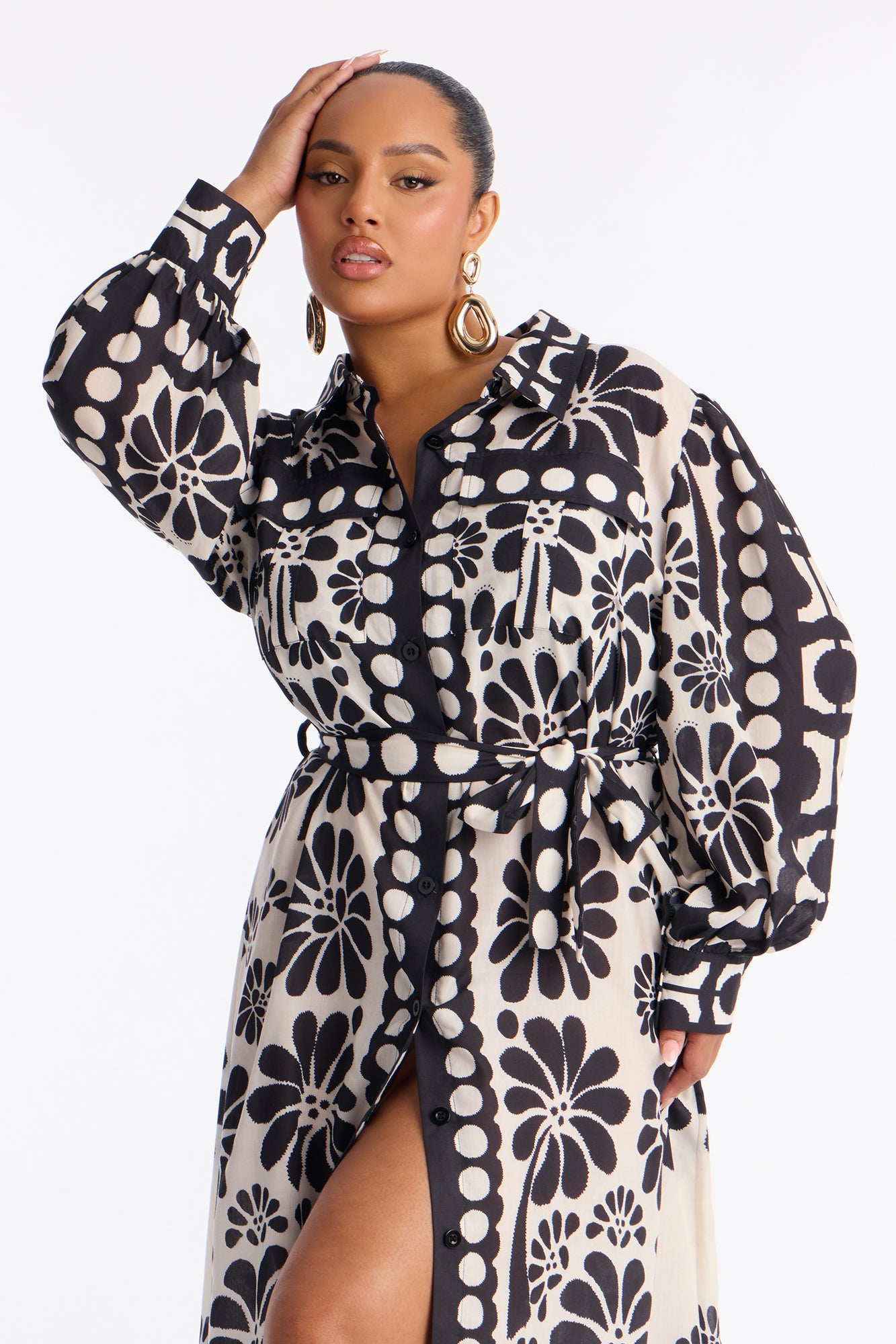 Josephine Floral Midi Dress - Black