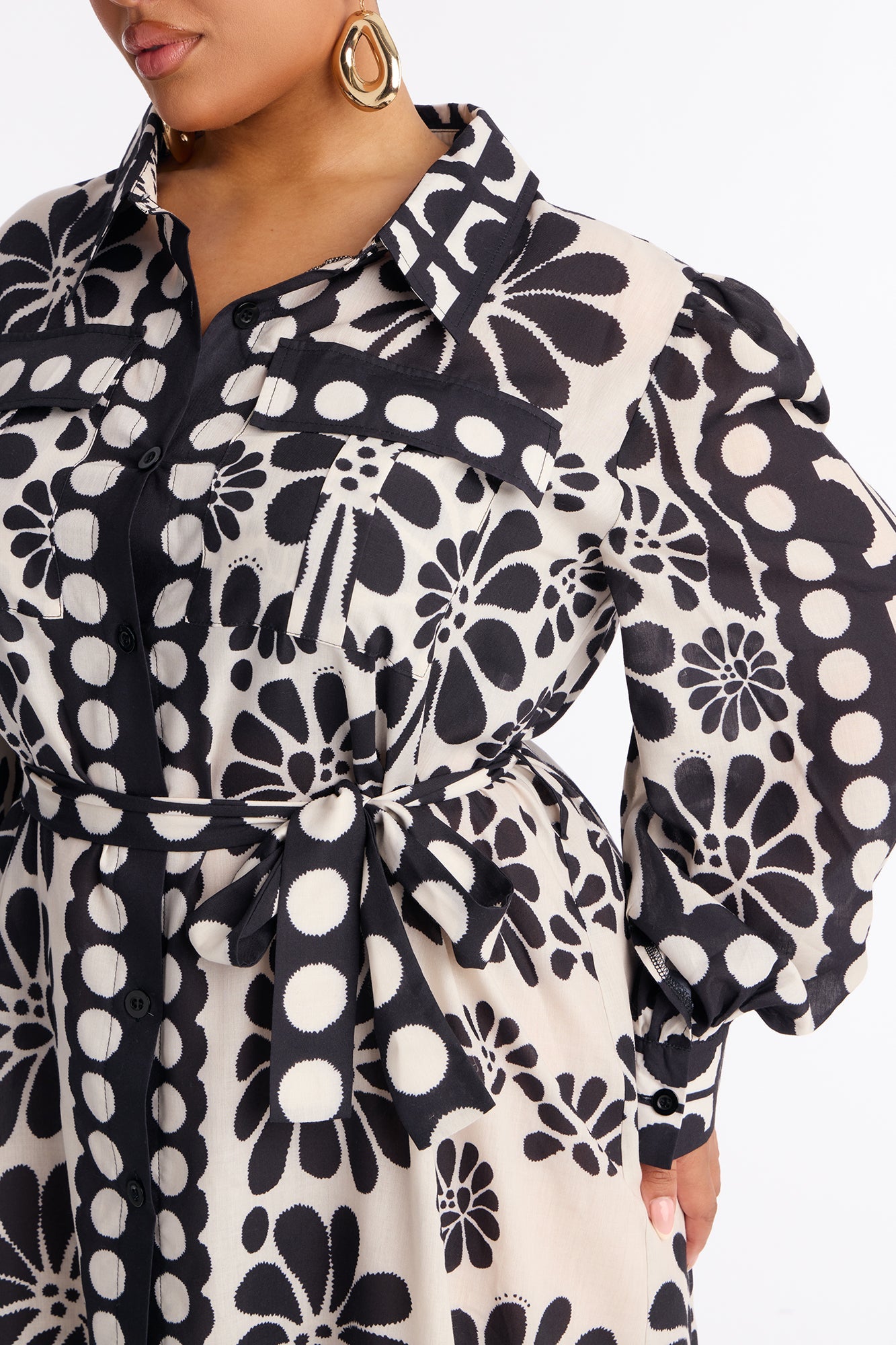 Josephine Floral Midi Dress - Black