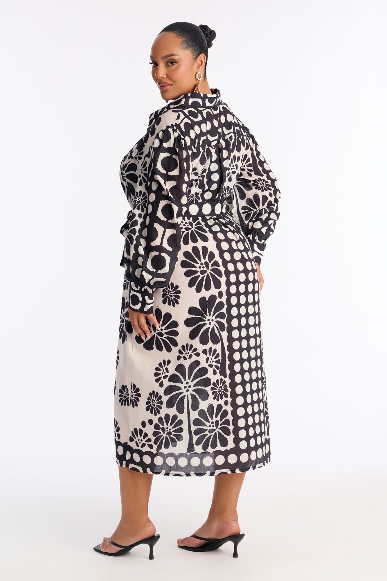 Josephine Floral Midi Dress - Black