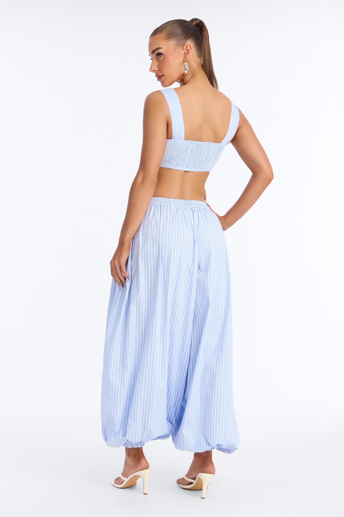 Henney Striped Balloon Pant Set - Blue/combo