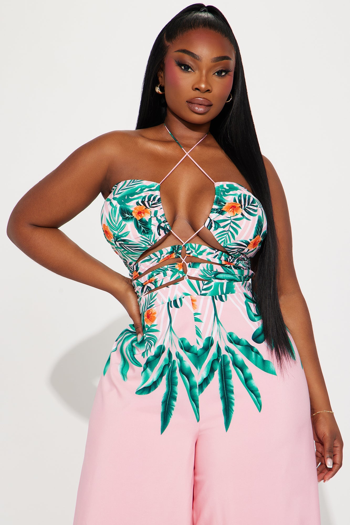 Maui Nights Halter Jumpsuit - Pink/combo