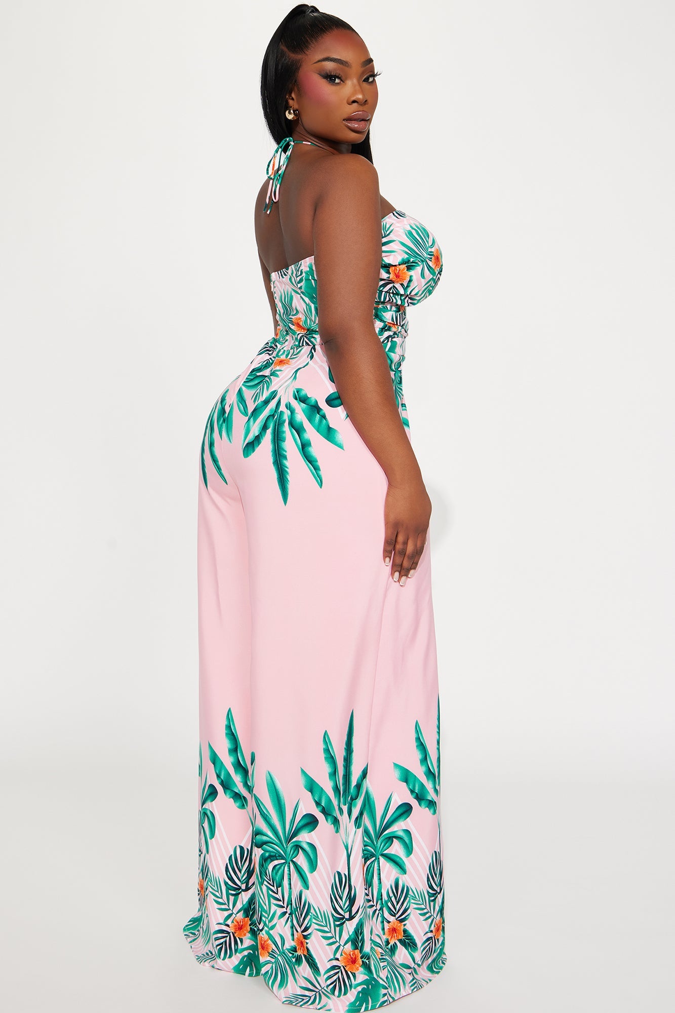 Maui Nights Halter Jumpsuit - Pink/combo