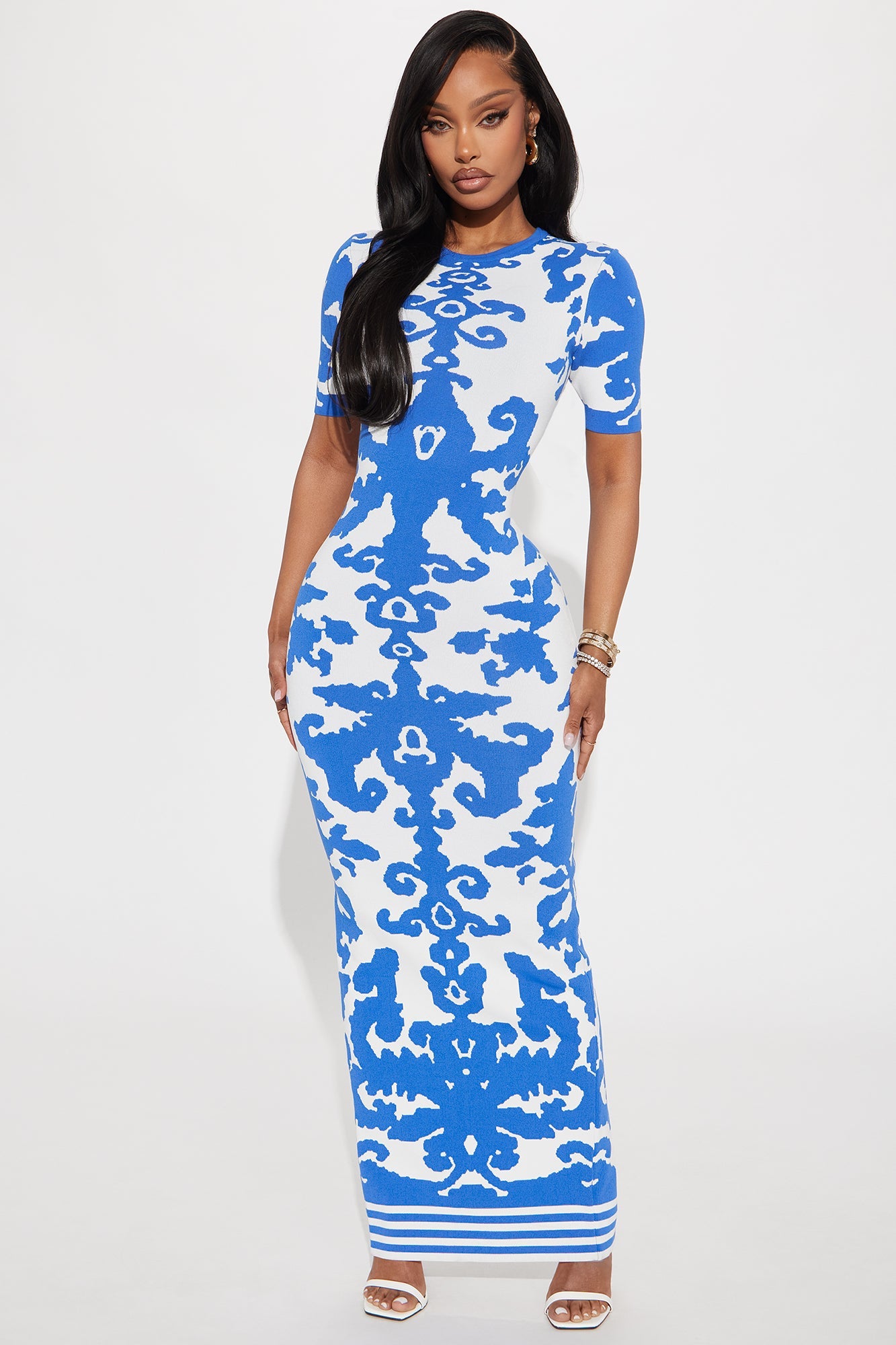 Alex Bandage Knit Maxi Dress - Blue/combo