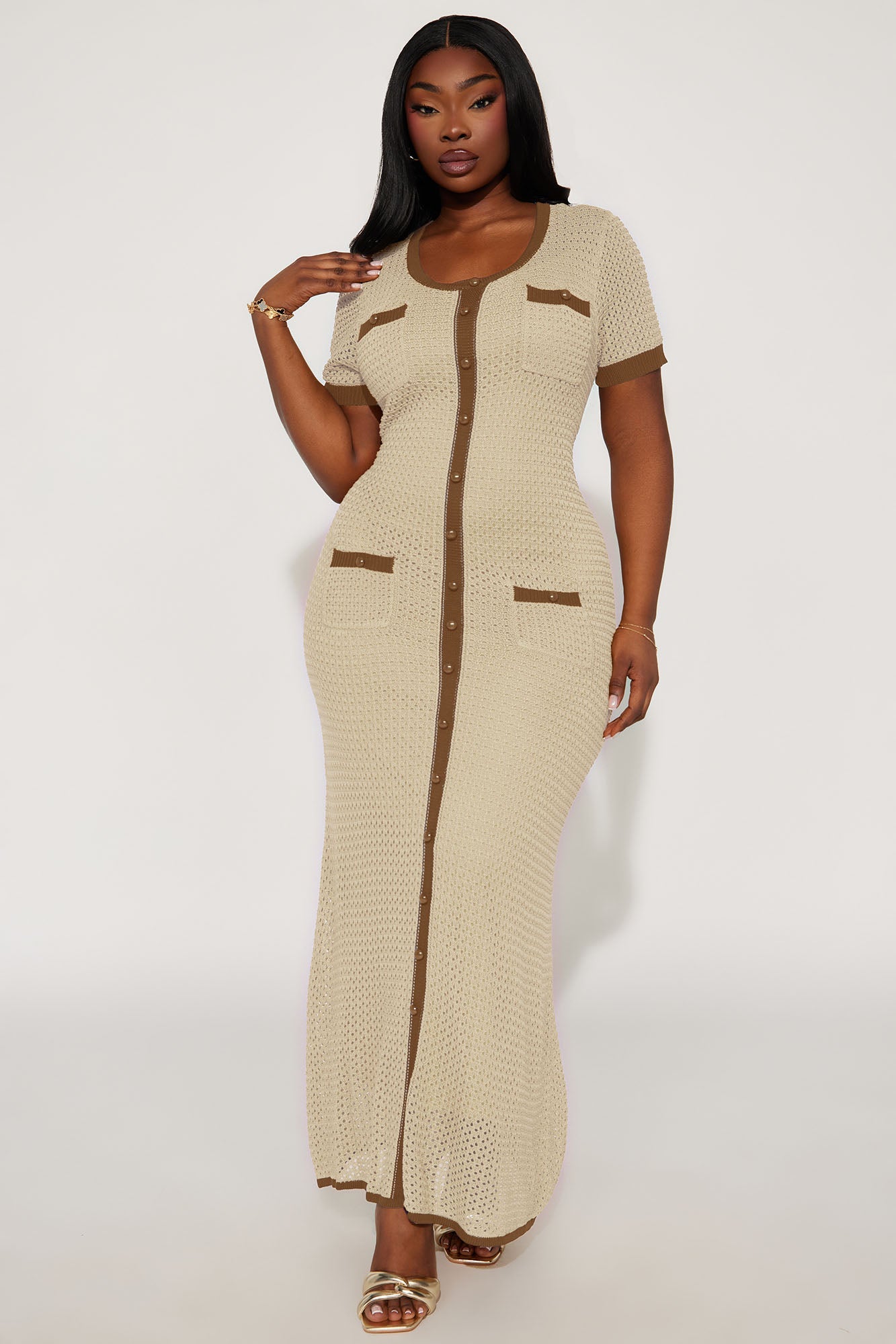 Elena Crochet Maxi Dress - Cream
