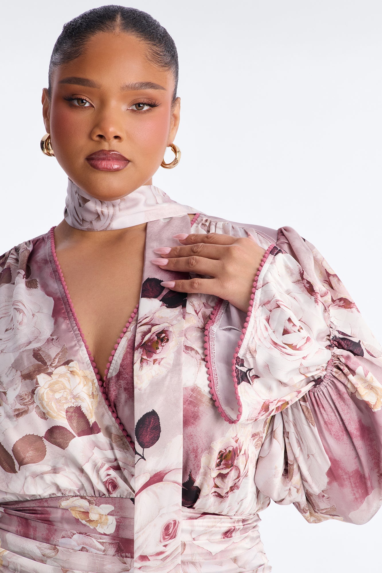 Maryam Ruffle Satin Mini Dress - Mauve/combo
