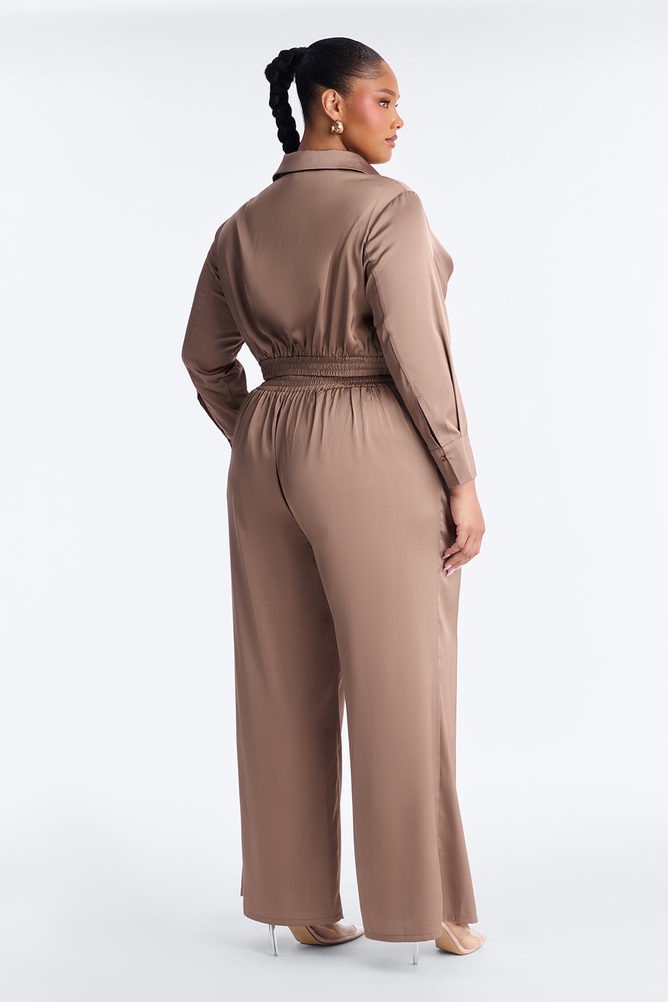 Champagne Dreams Satin Pant Set - Bronze