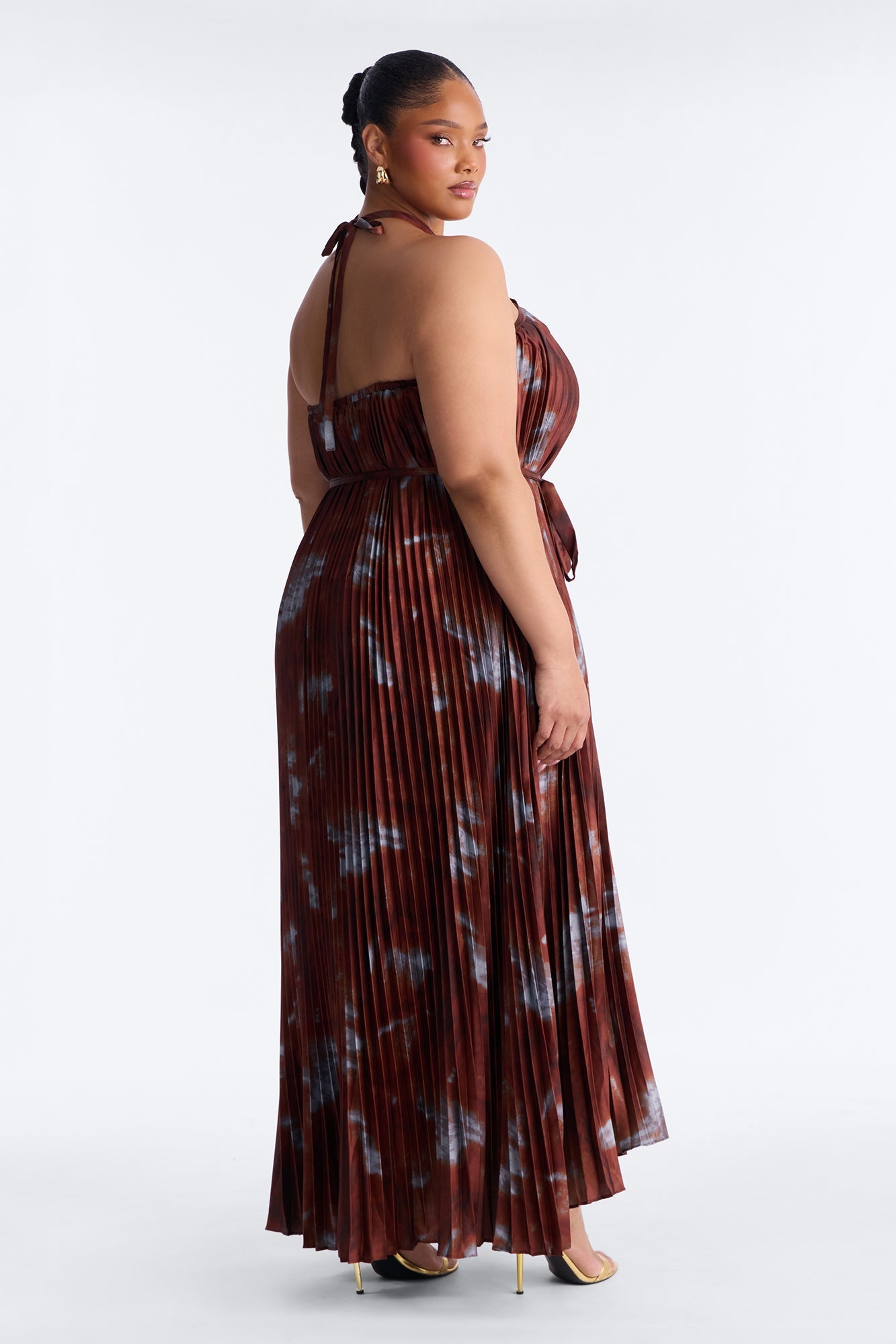 Flirting Plisse Maxi Dress - Brown/combo