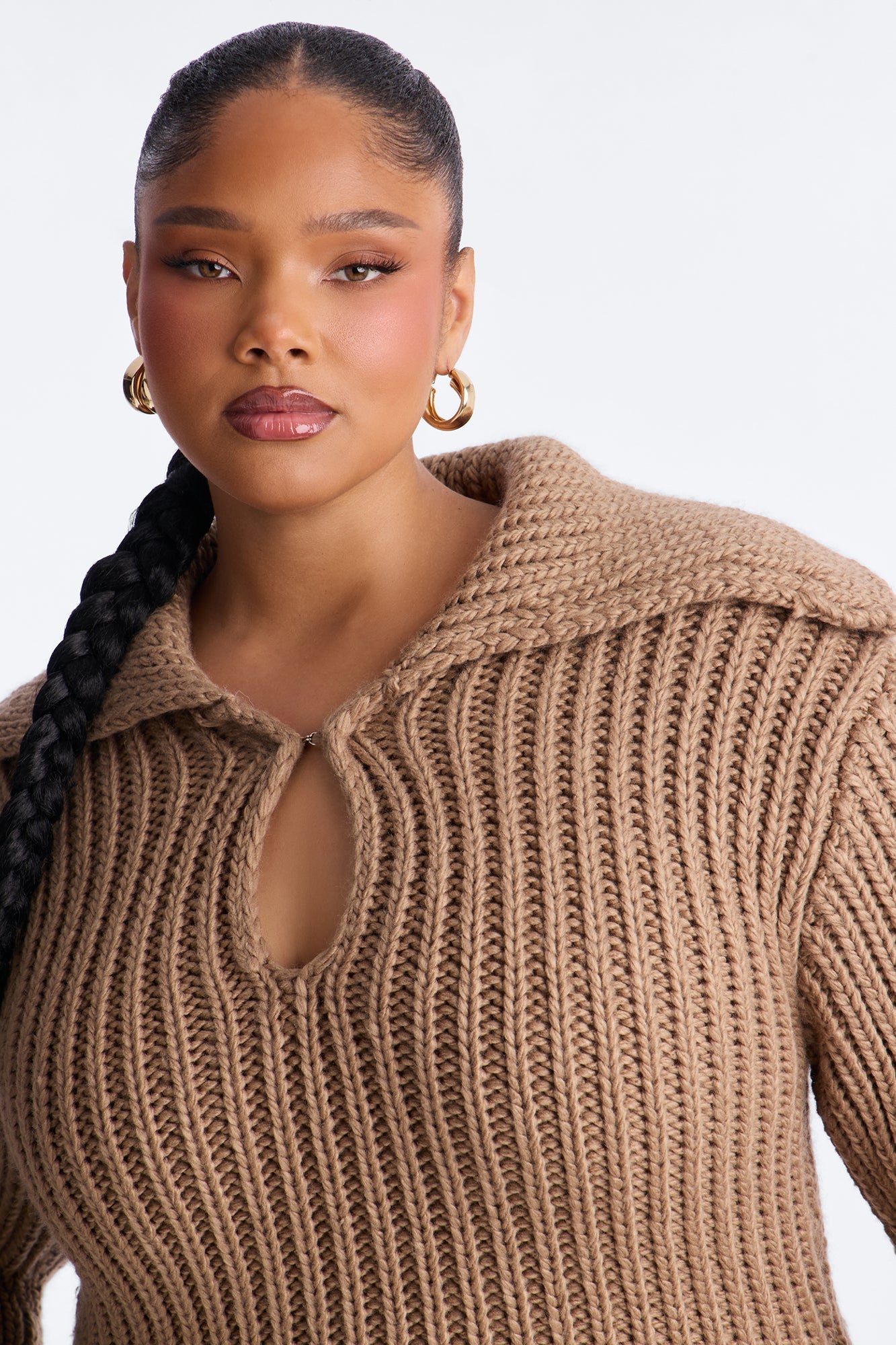 Tessa Chunky Knit Sweater Mini Dress - Mocha