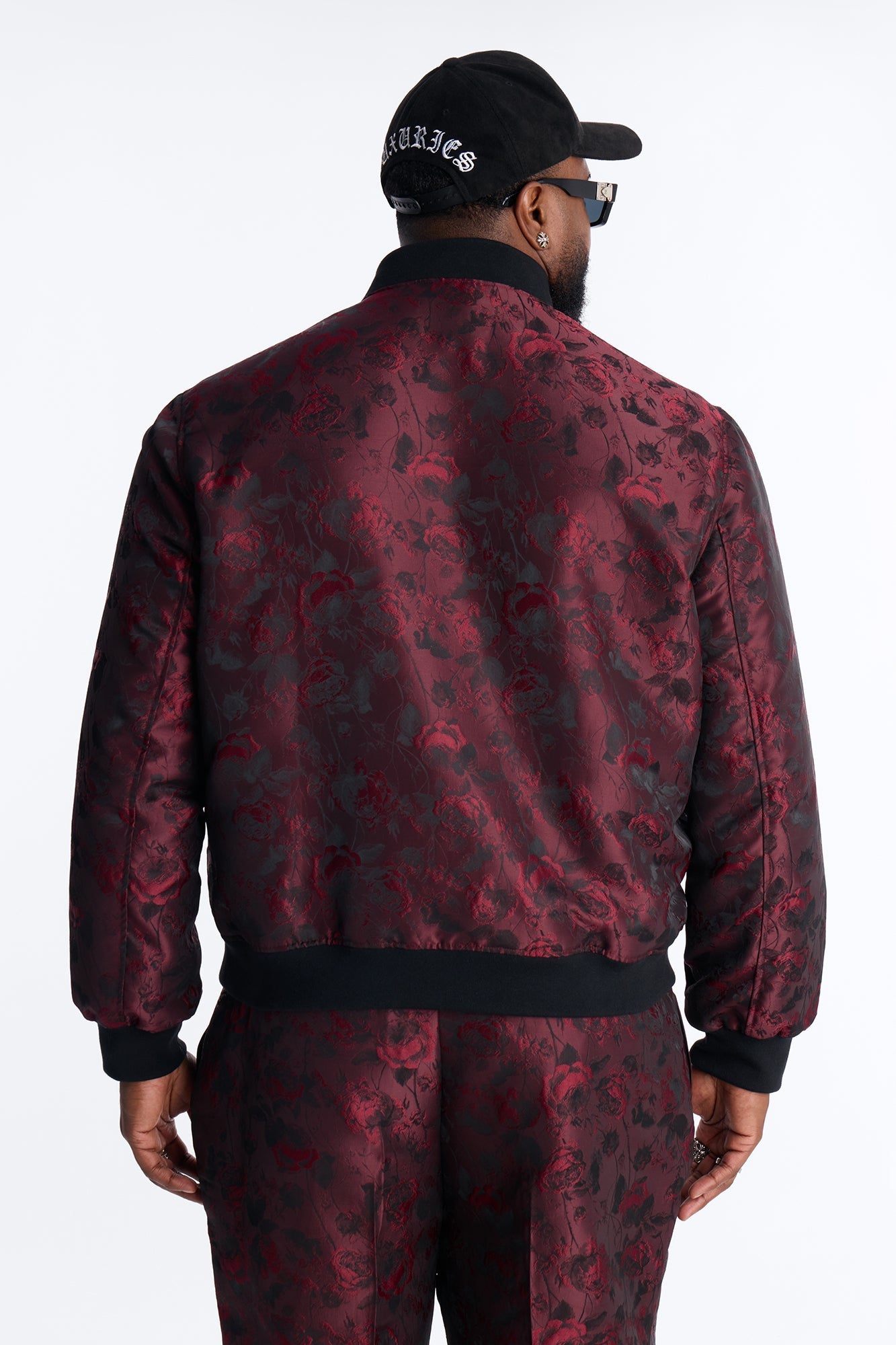 Rose Mirage Bomber Jacket - Burgundy