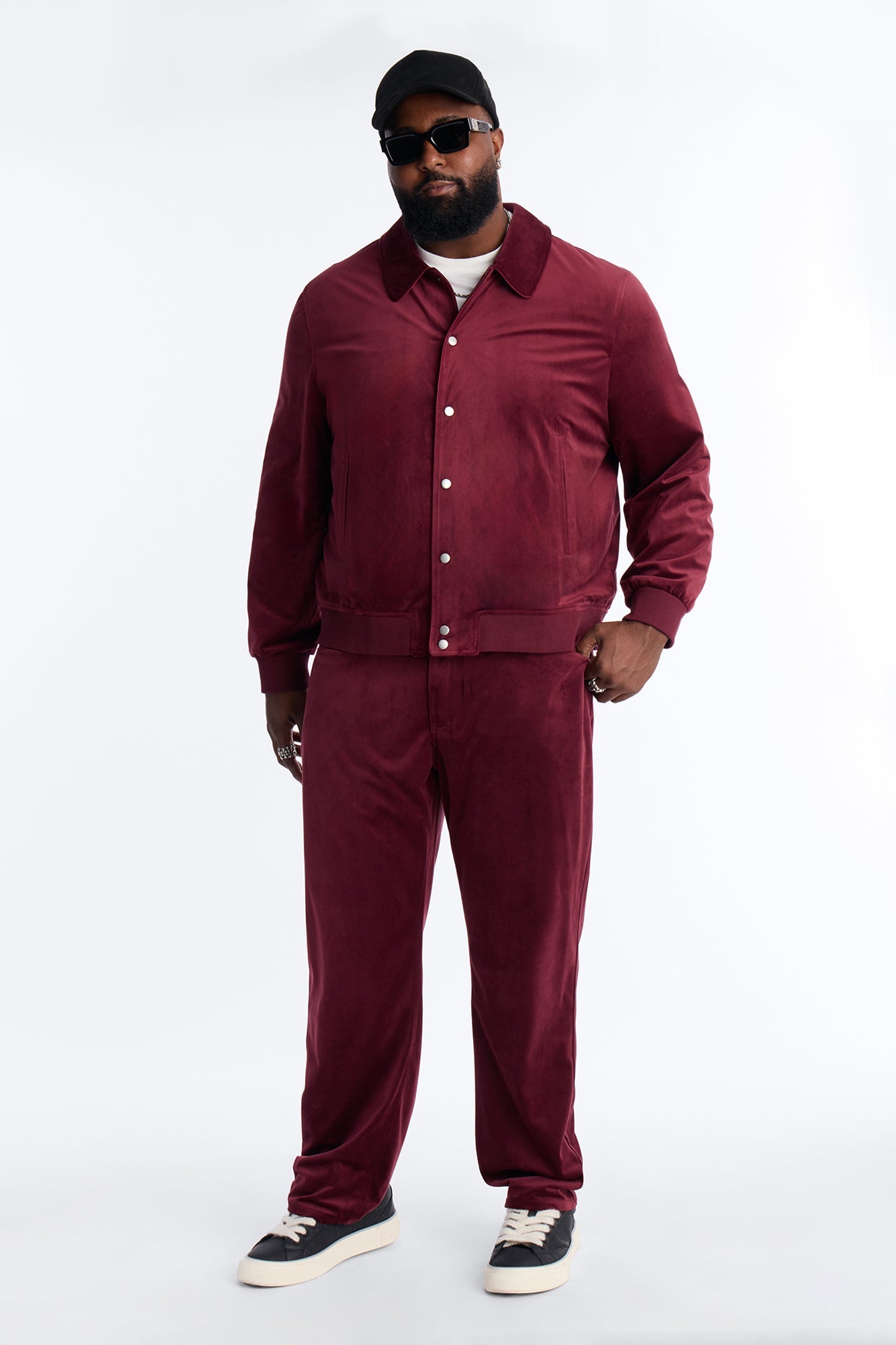 Concrete Rose Textured Bomber Jacket - Burgundy