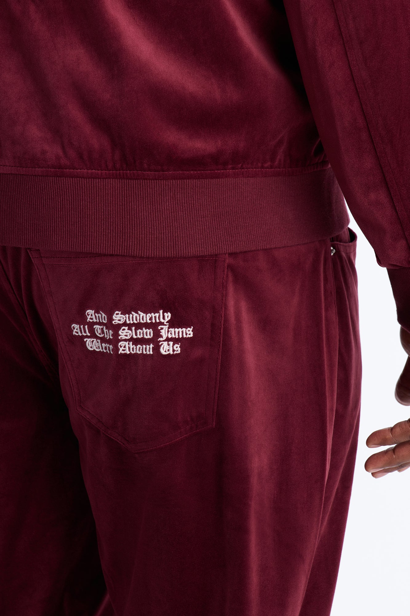 Straight Concrete Rose Textured Pant - Burgundy