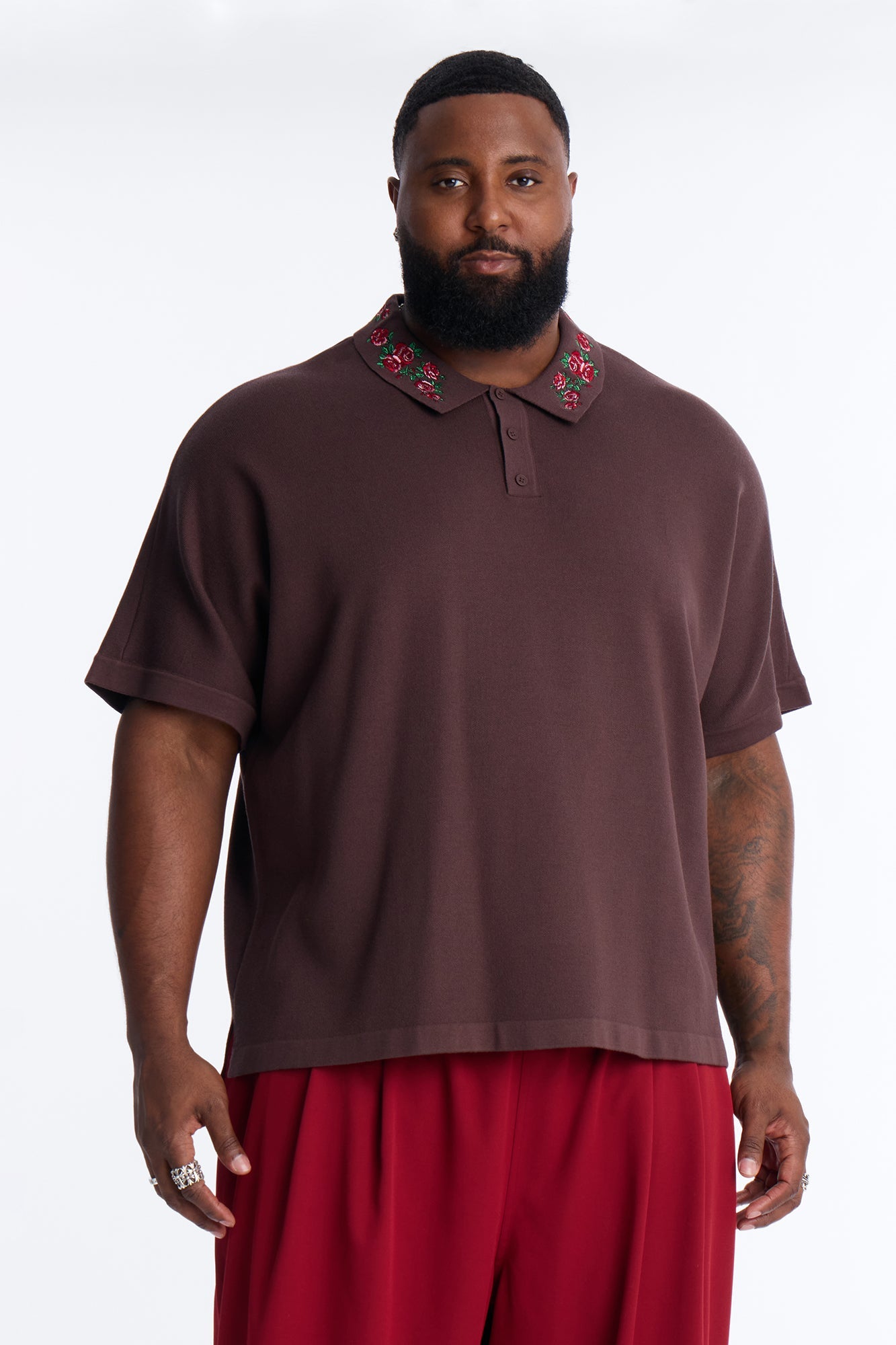 Roses Are Red Polo Short Sleeve Polo - Brown