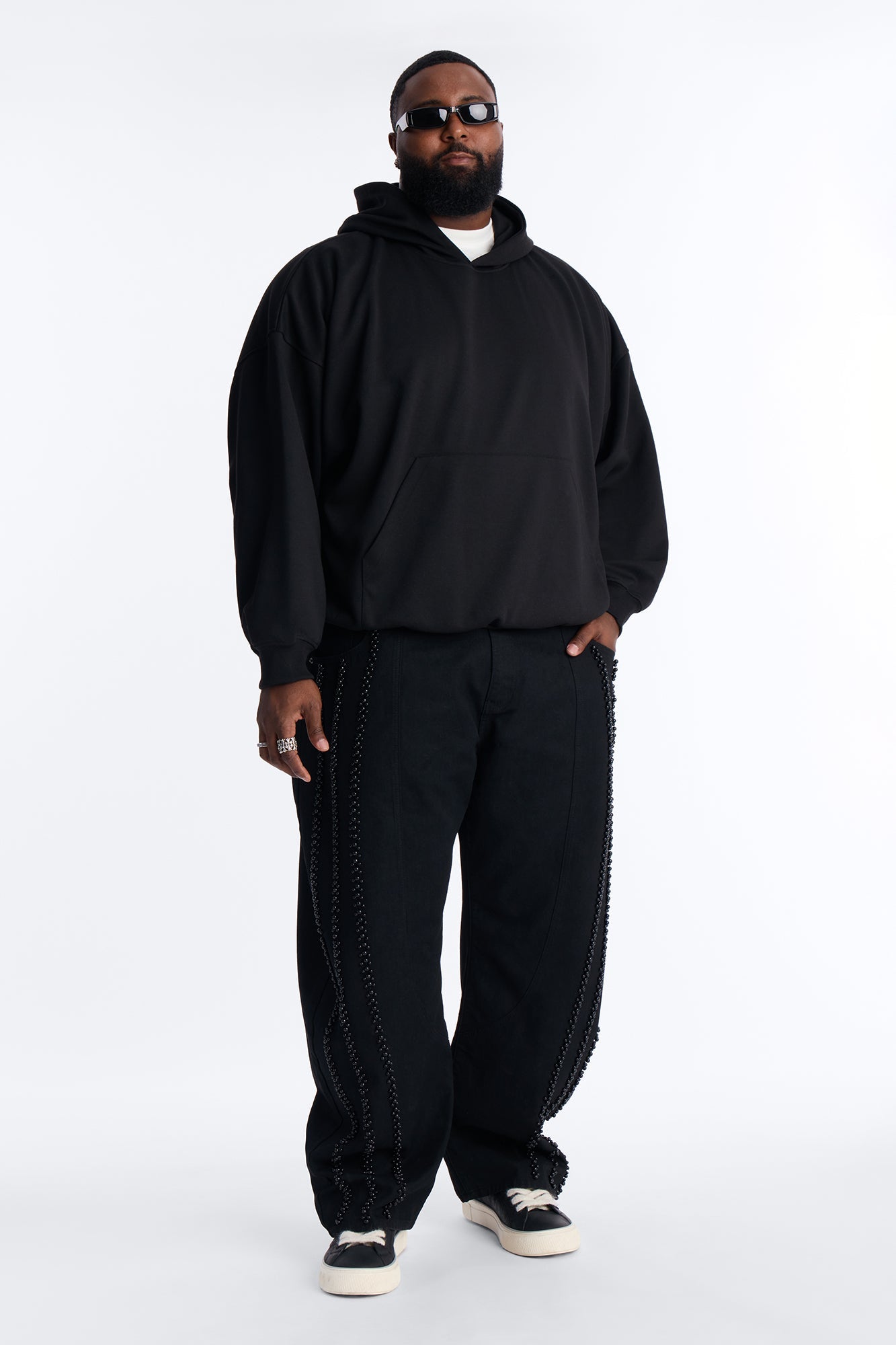 Call Me Structured Hoodie Fleece Hoodie - Black