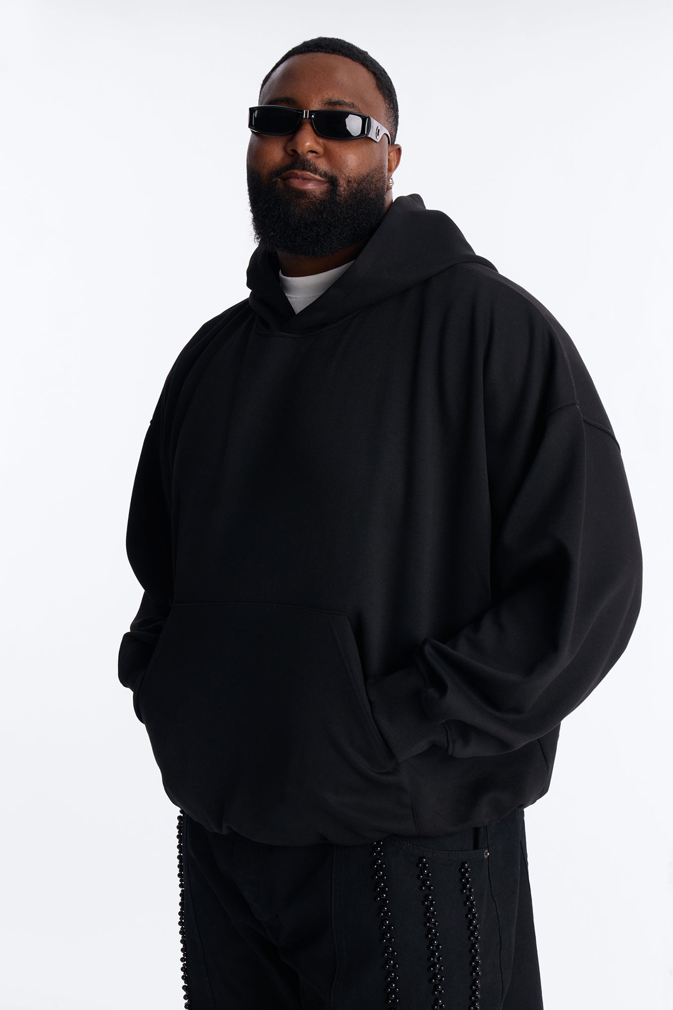 Call Me Structured Hoodie Fleece Hoodie - Black