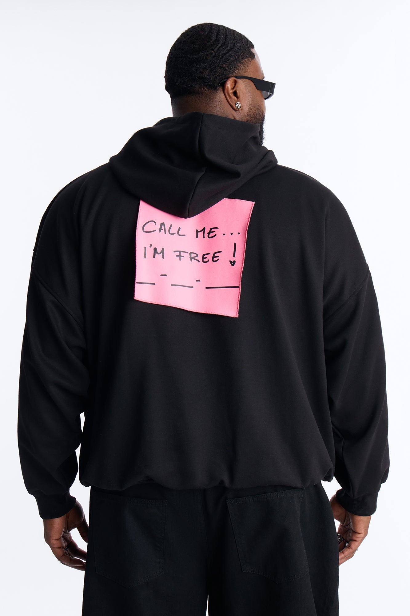 Call Me Structured Hoodie Fleece Hoodie - Black