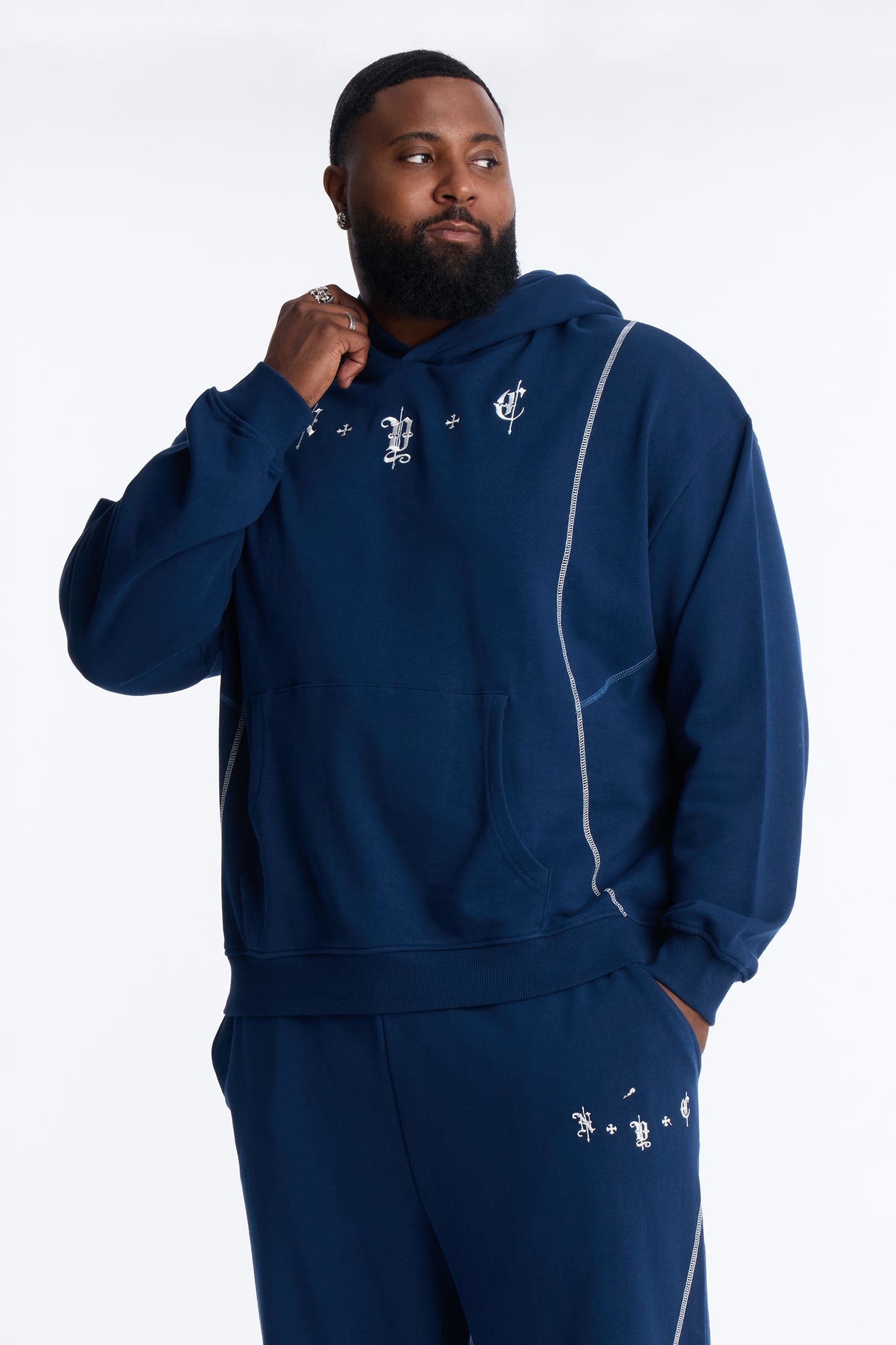 NYC Embroidered Hoodie - Navy