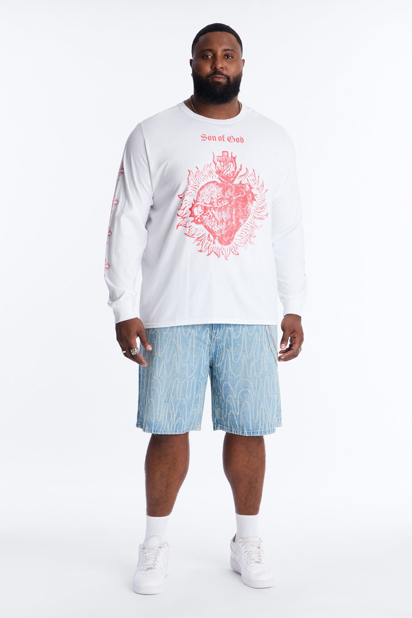 Relaxed Swervin Distressed Denim Short - Light Blue Wash
