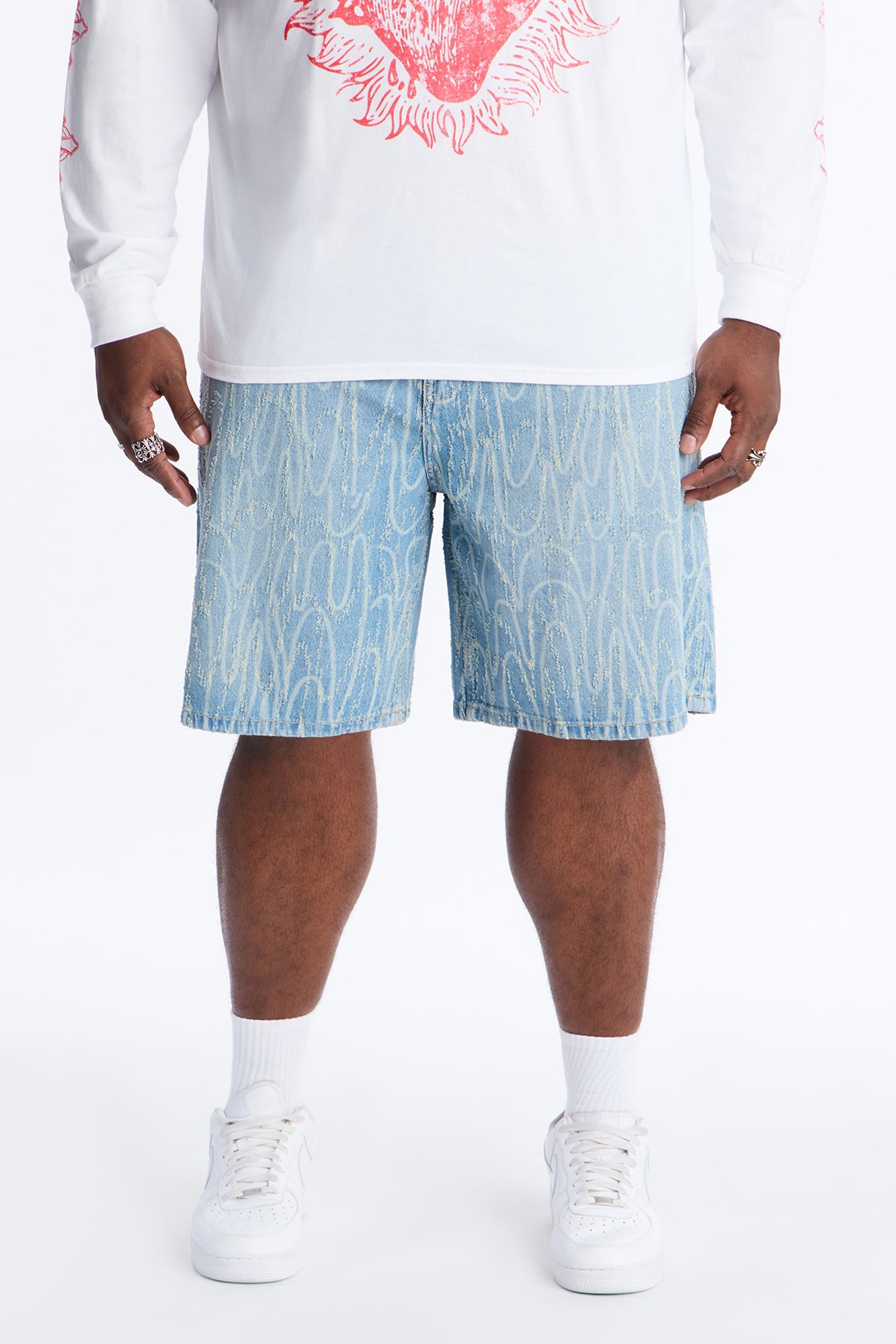 Relaxed Swervin Distressed Denim Short - Light Blue Wash