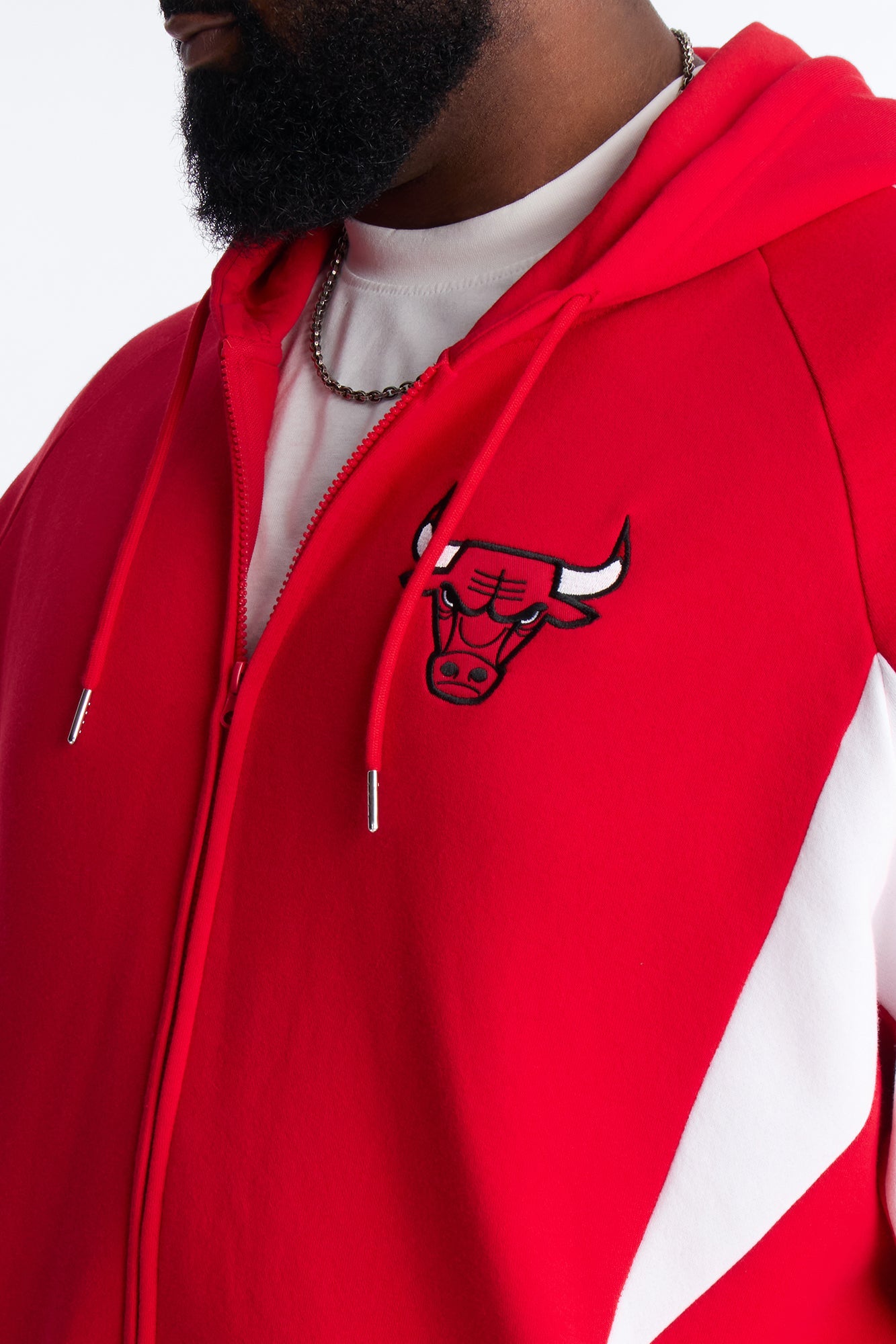 Bulls Wavey Oversized Zip Hoodie - Red