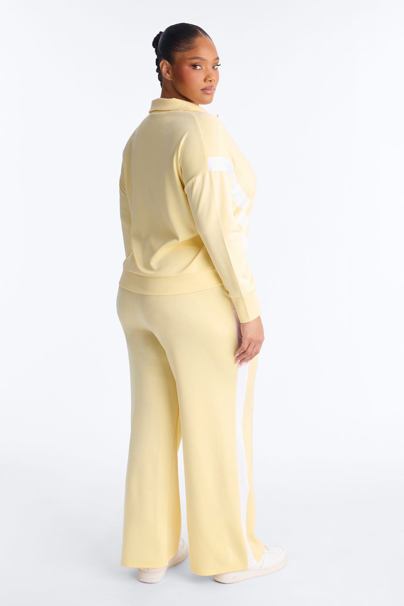 Stacy Scuba Zip Up Pant Set - Yellow