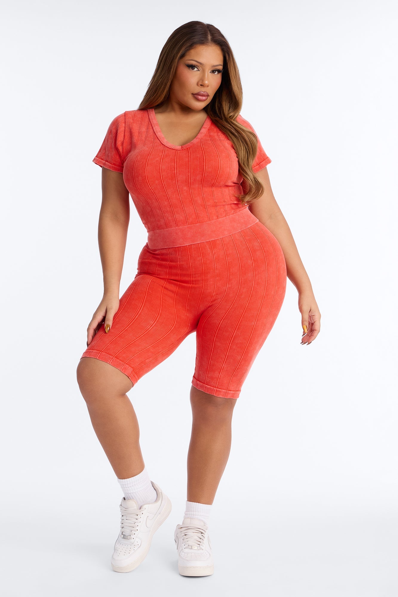 Alisha Seamless Biker Short Set - Orange