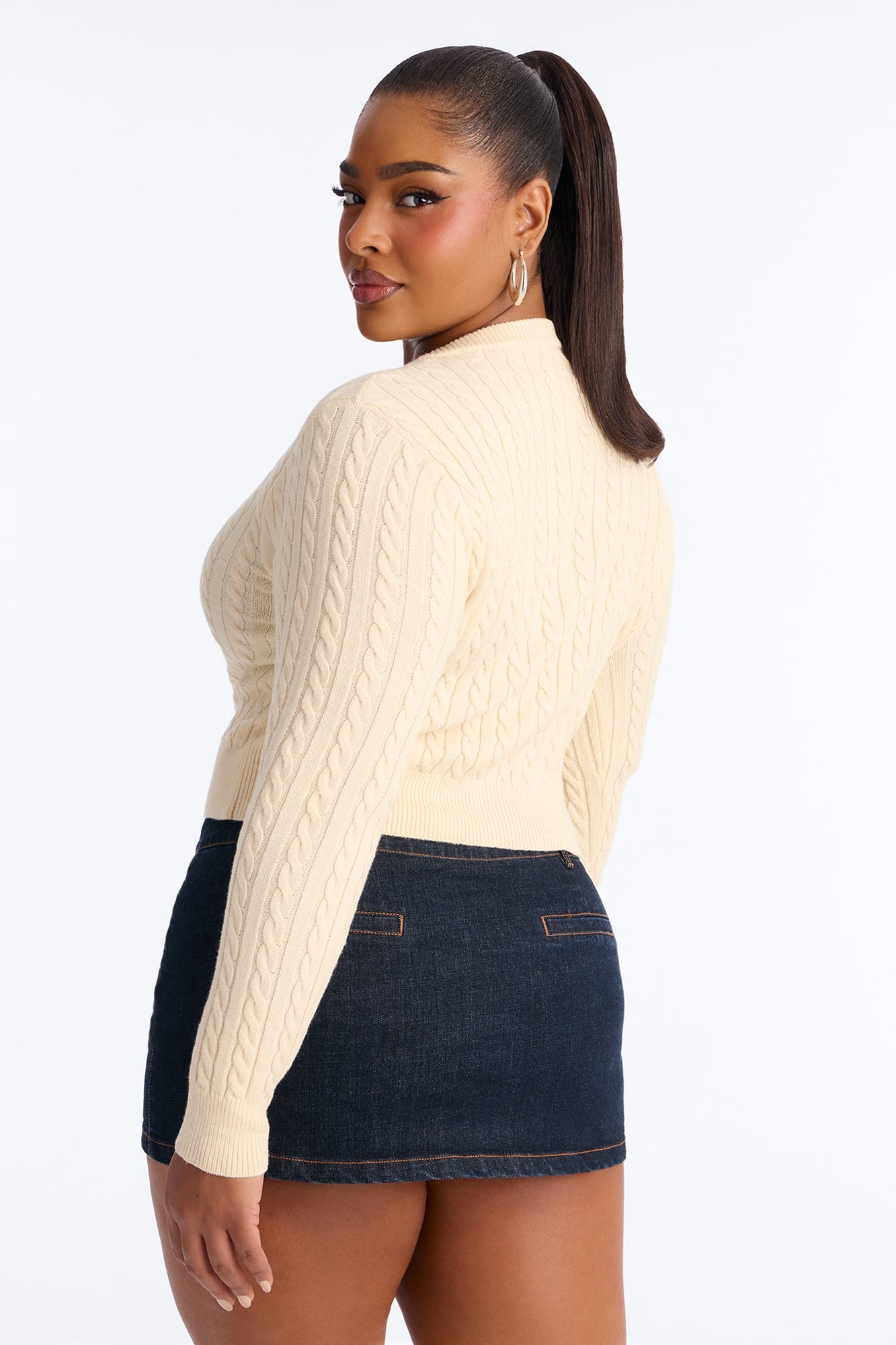 Elowen Cable Knit Cardigan - Cream