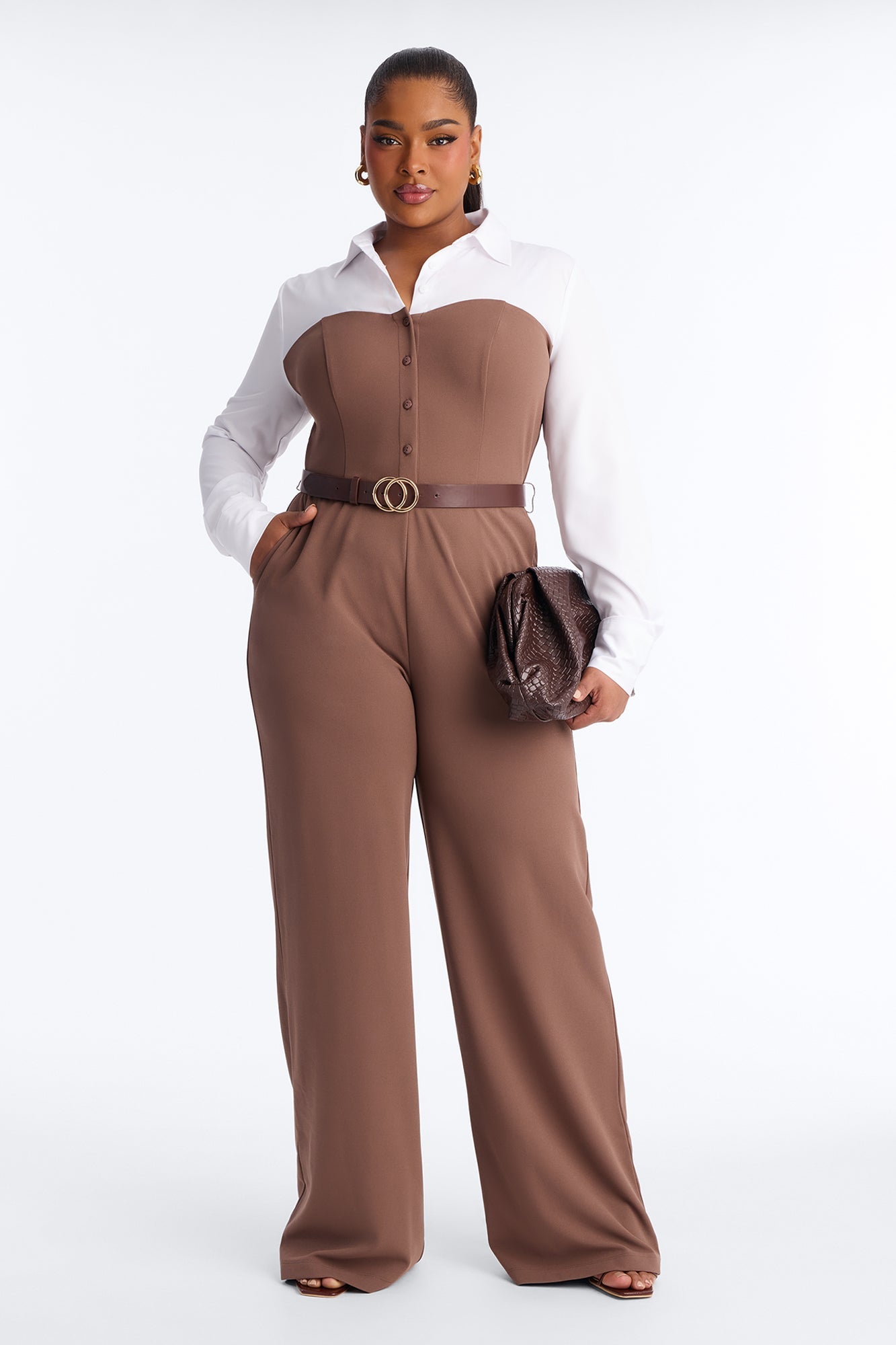 One More Look Wide Leg Jumpsuit - Mocha