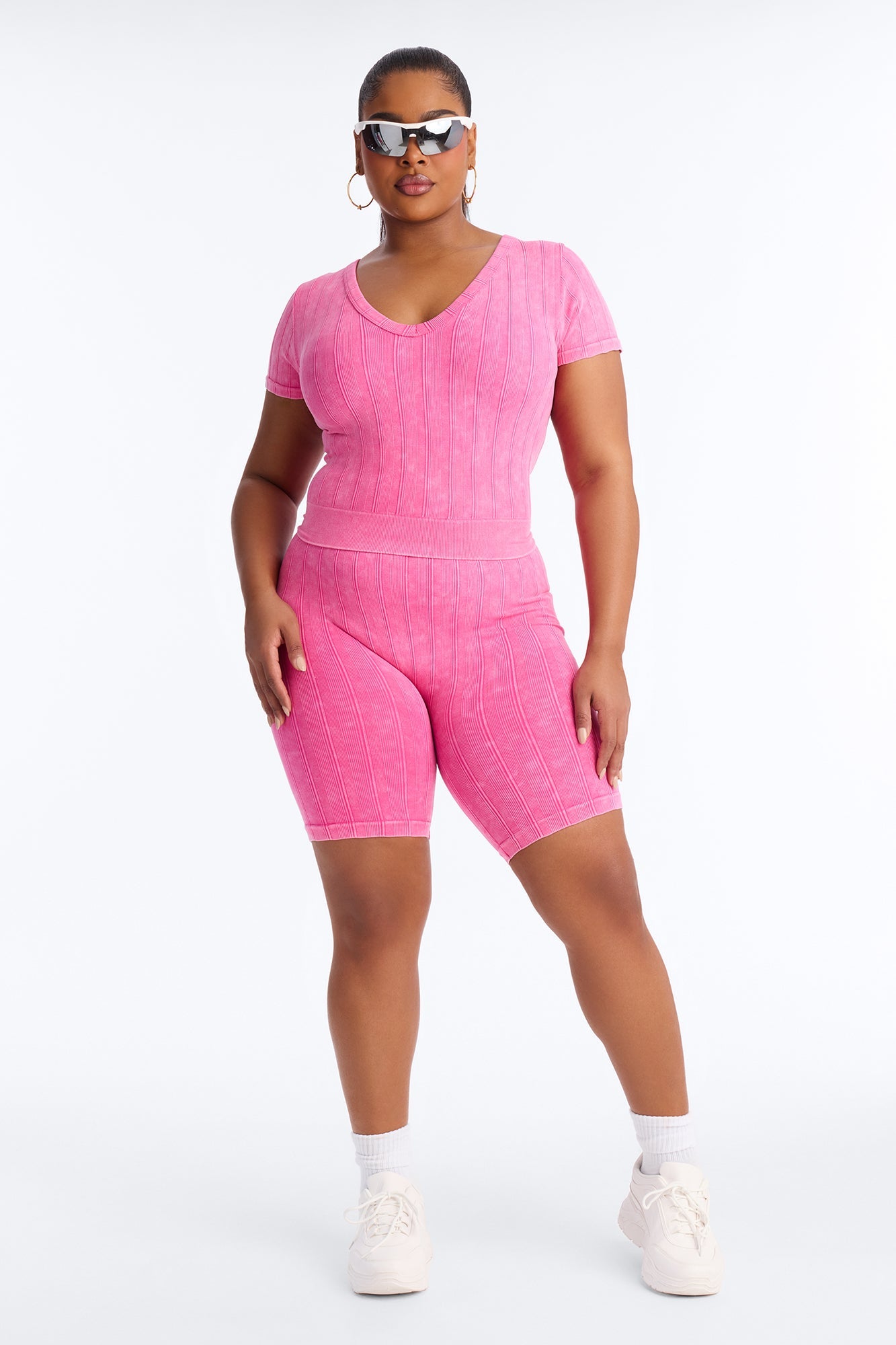 Alisha Seamless Biker Short Set - Fuchsia