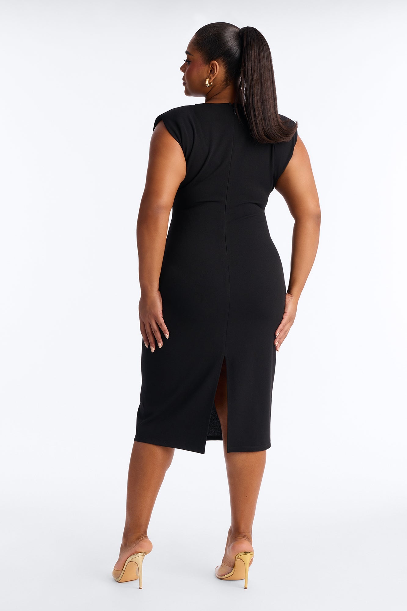 Camilla Tie Waist Midi Dress - Black