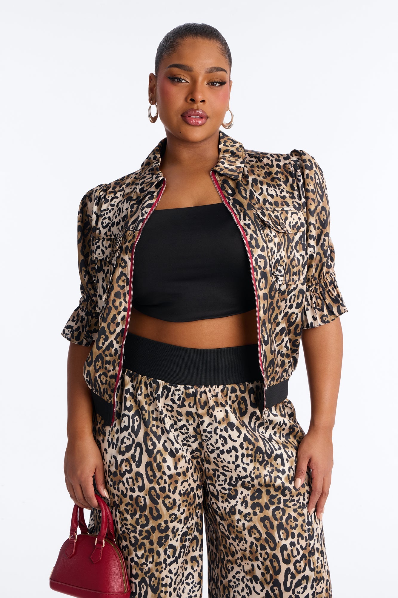 Wild Intuition Leopard Print Pant Set - Brown Combo