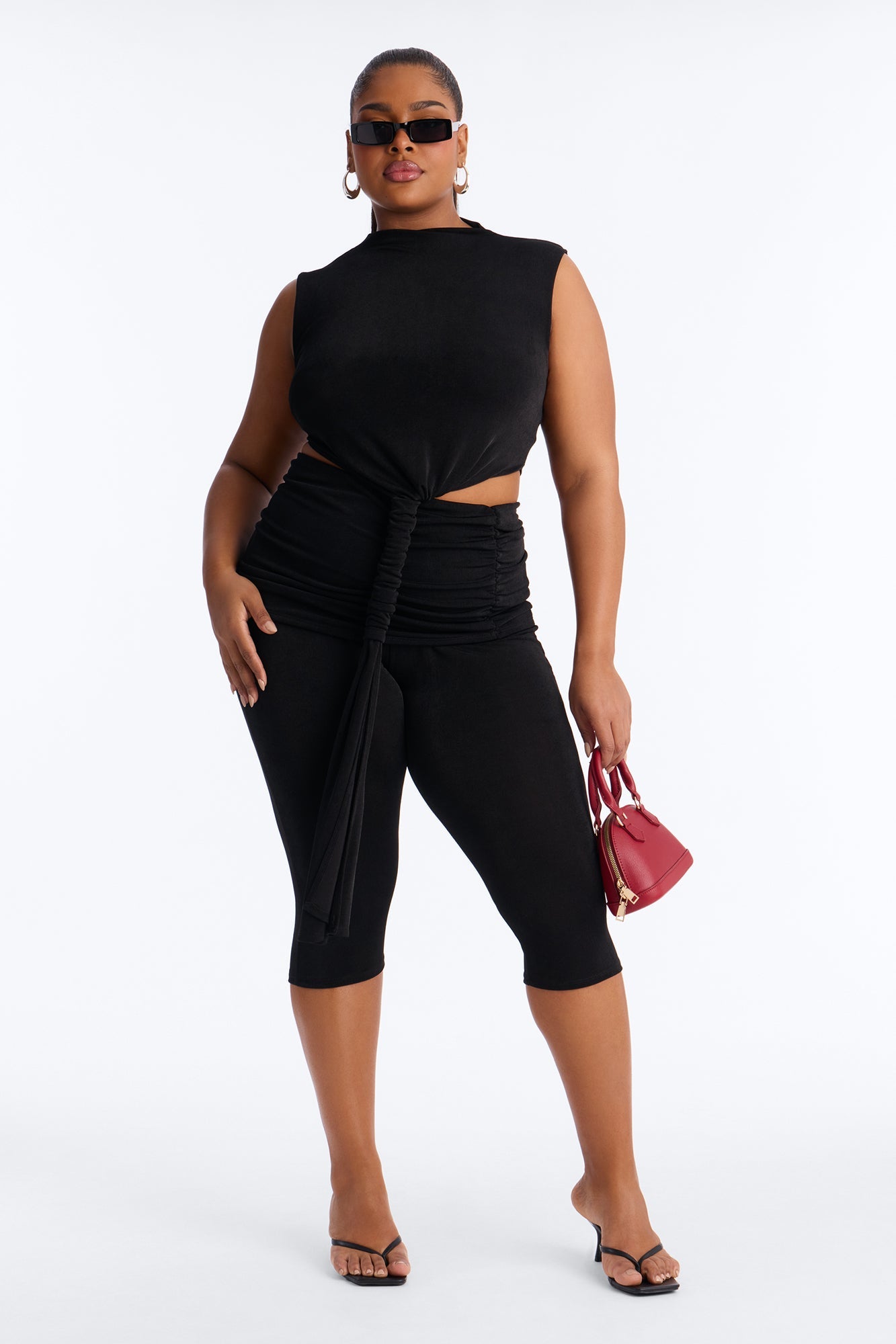 Next To You Cut Out Capri Set - Black