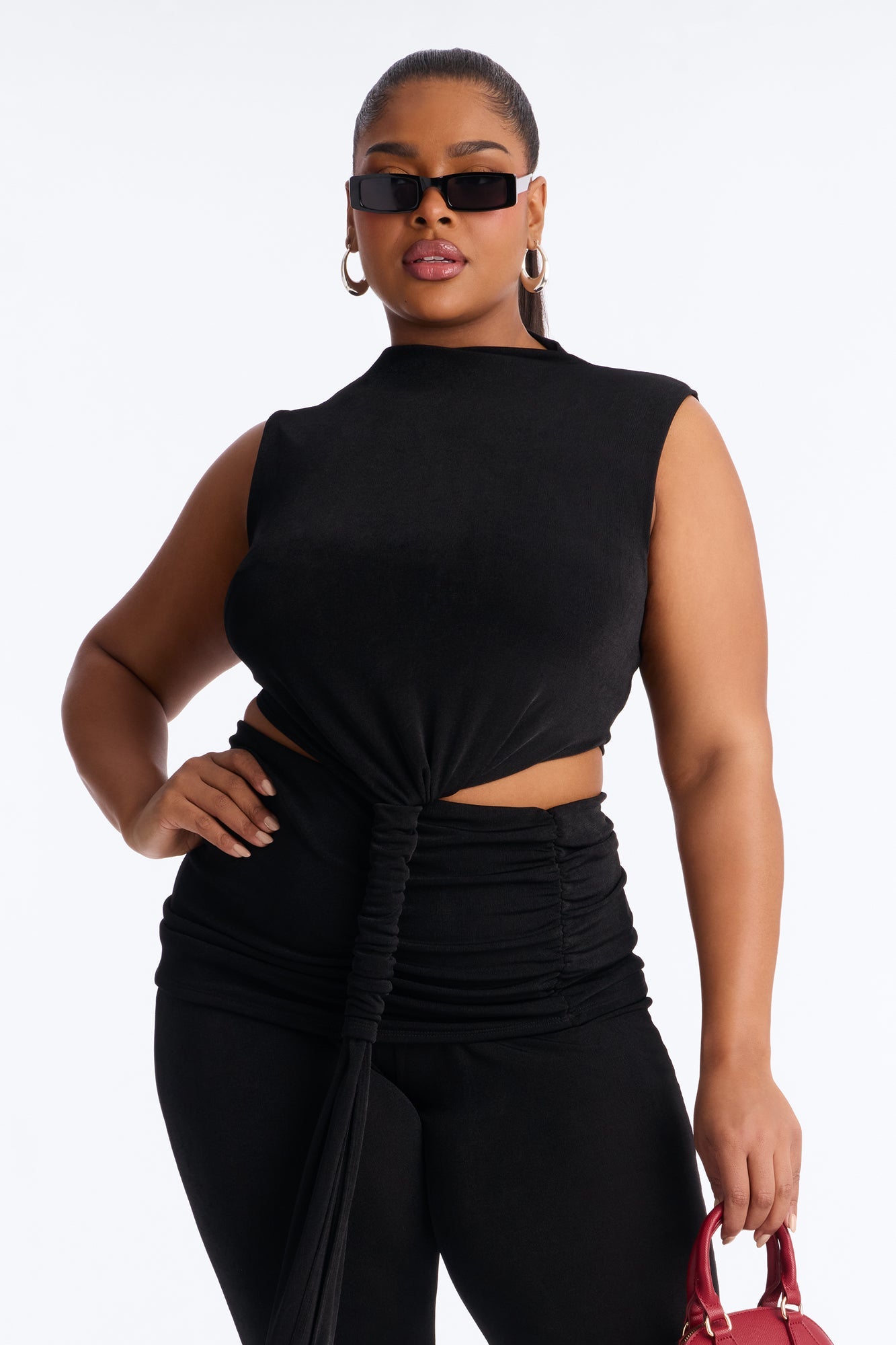 Next To You Cut Out Capri Set - Black