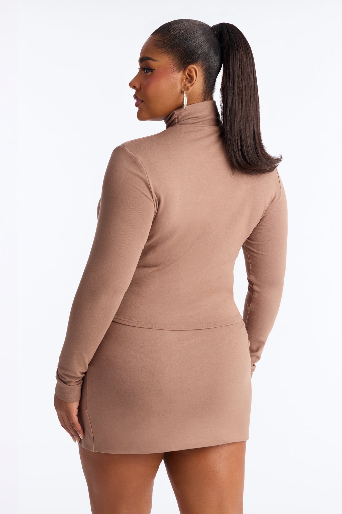Diana Turtle Neck Skirt Set - Mocha