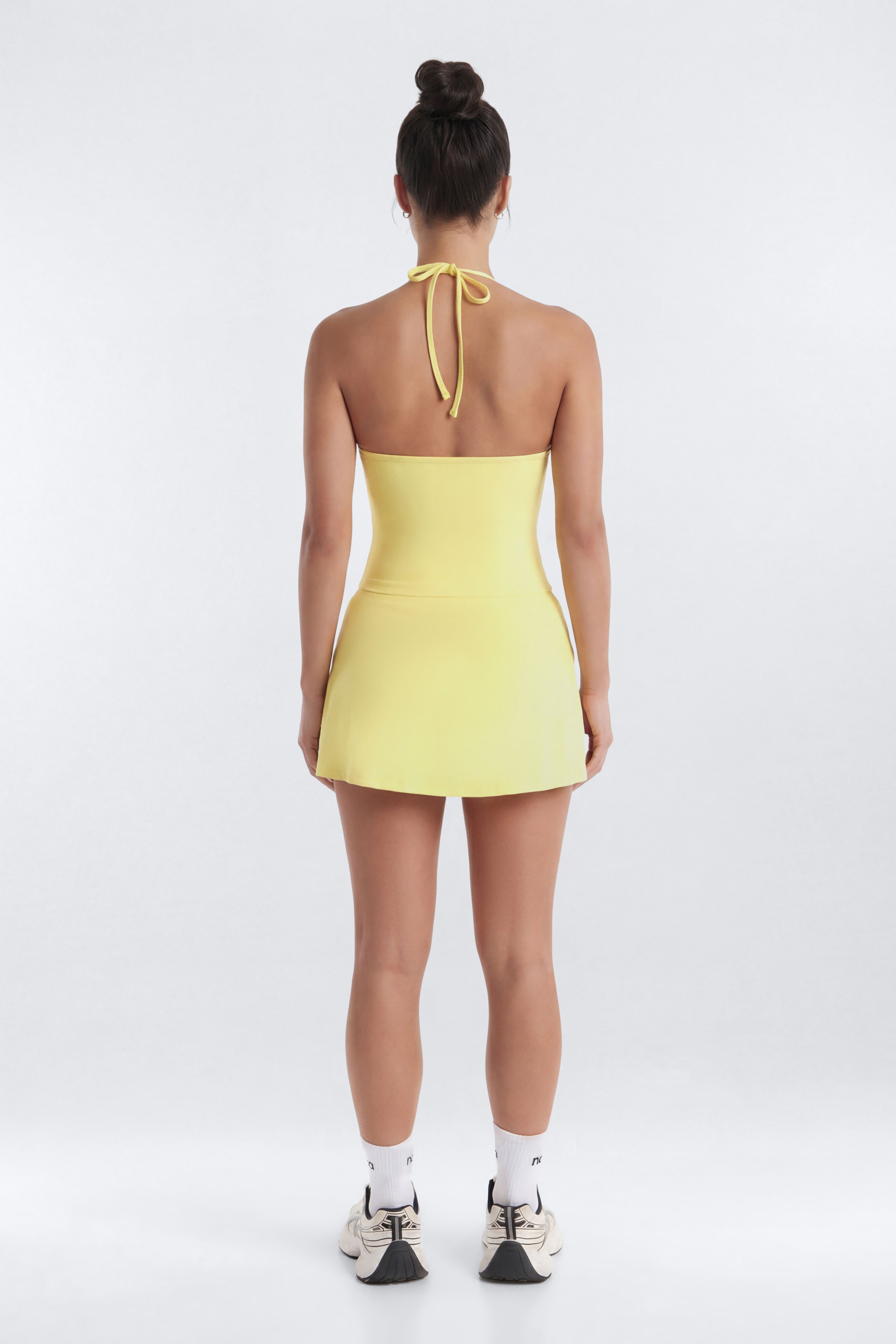 AirSculpt™ Scoop Neck Halter Tie Top - Yellow