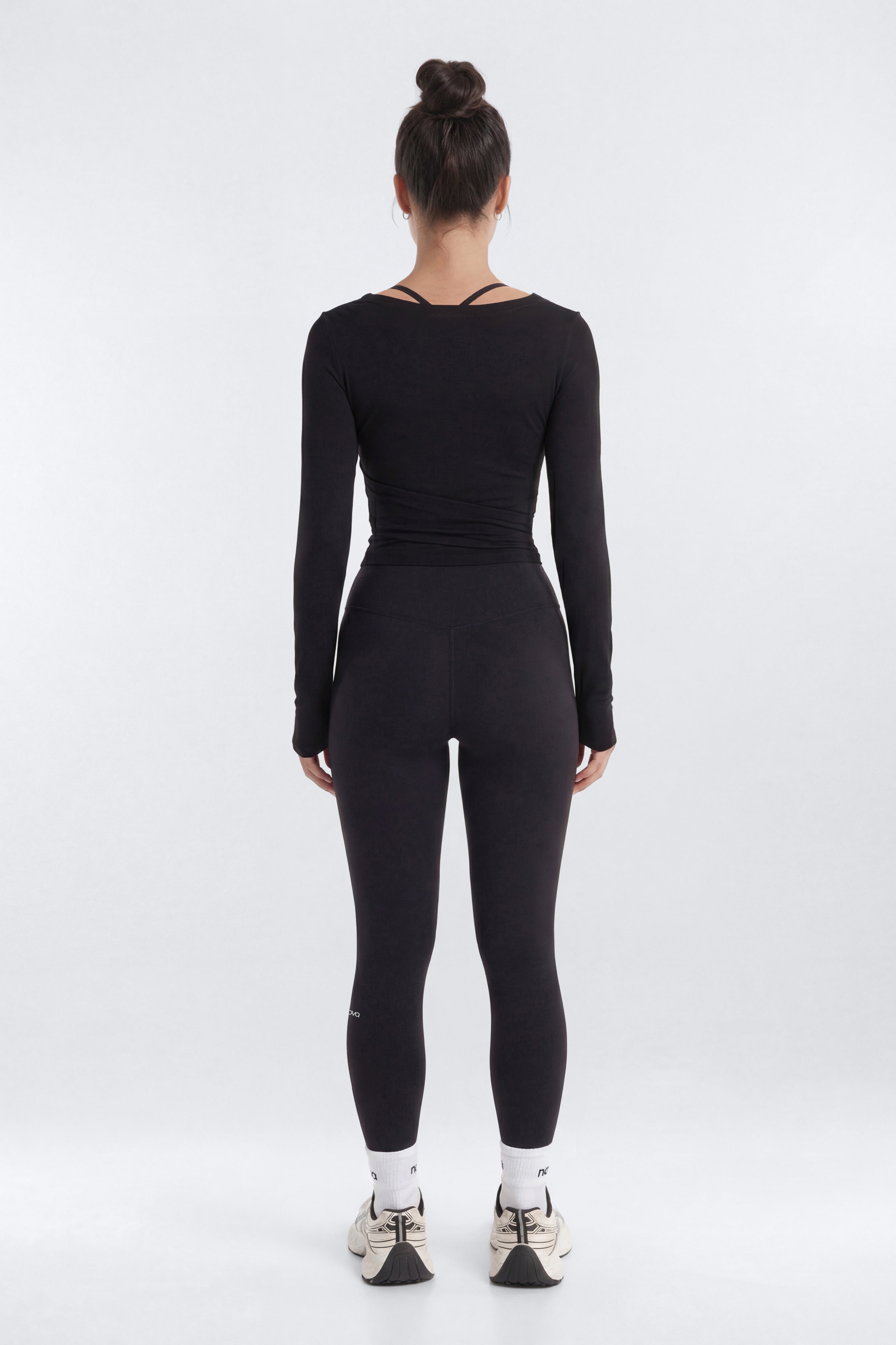 Soft Jersey Surplice Wrap Top - Black