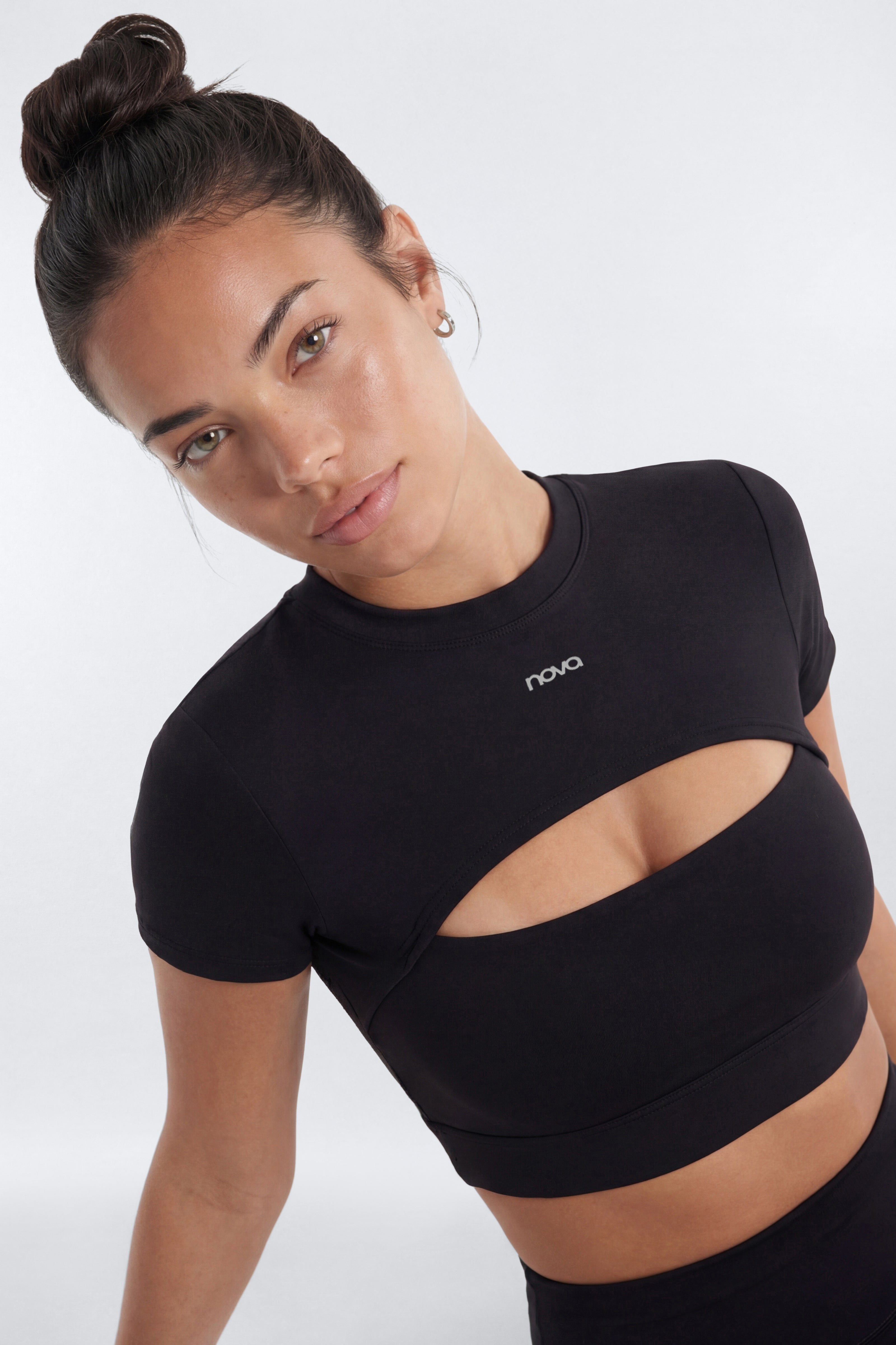 ProStretch™ Cut Out Short Sleeve Sports Top - Black
