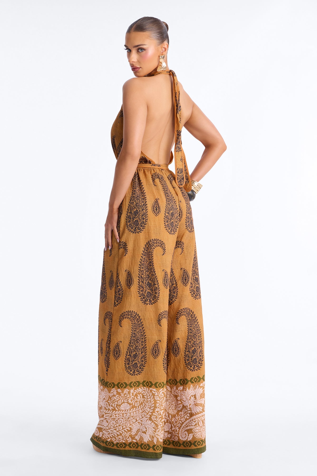 Moroccan Nights Backless Jumpsuit - Tan