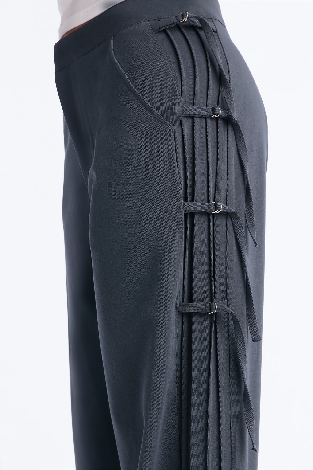 Alessandra Trouser Side Tab Detail Pant 33″ - Charcoal