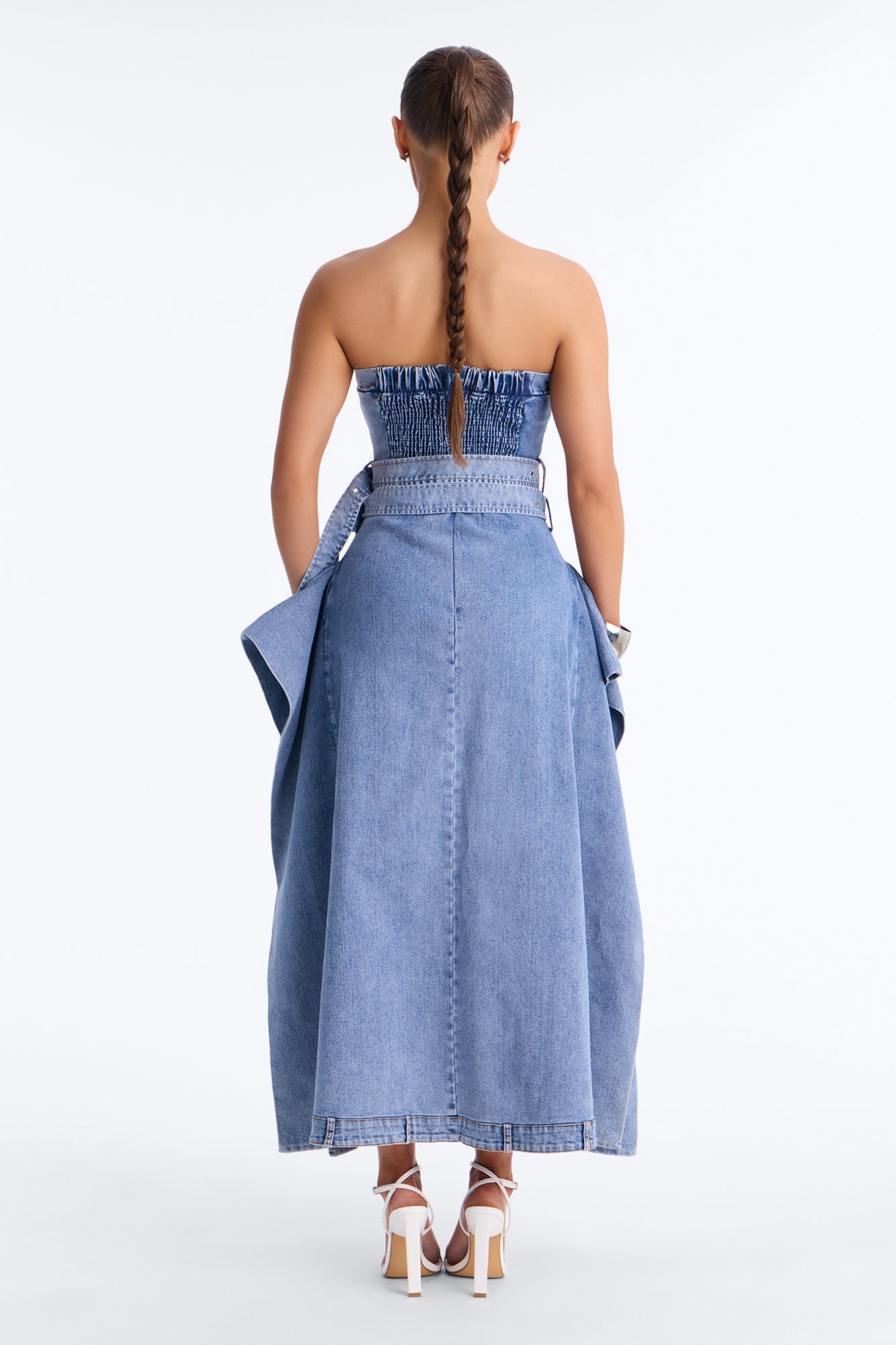 Tailored Grace Denim Maxi Dress - Medium Wash