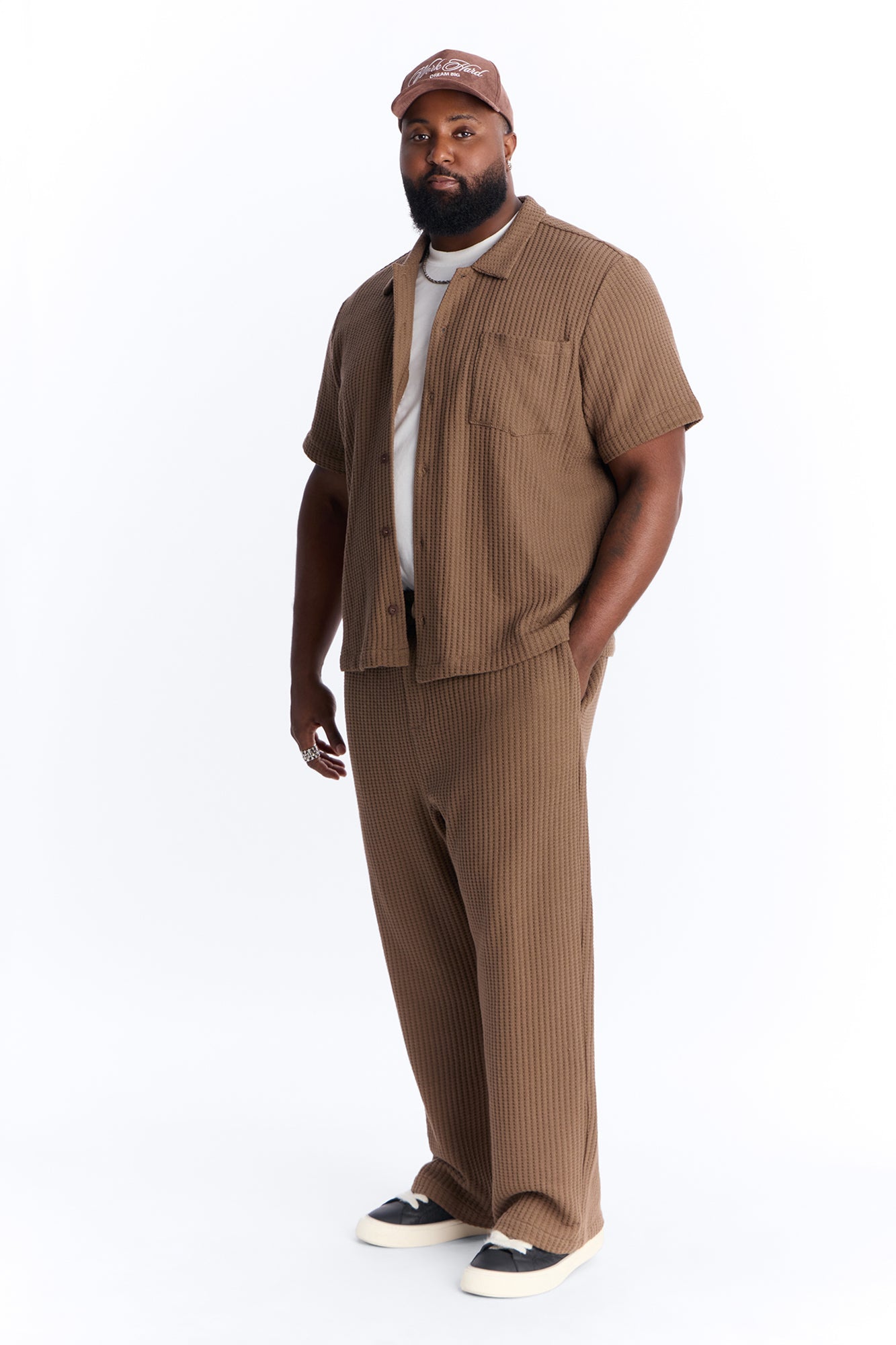 Baggy London Fog Textured Pant - Brown