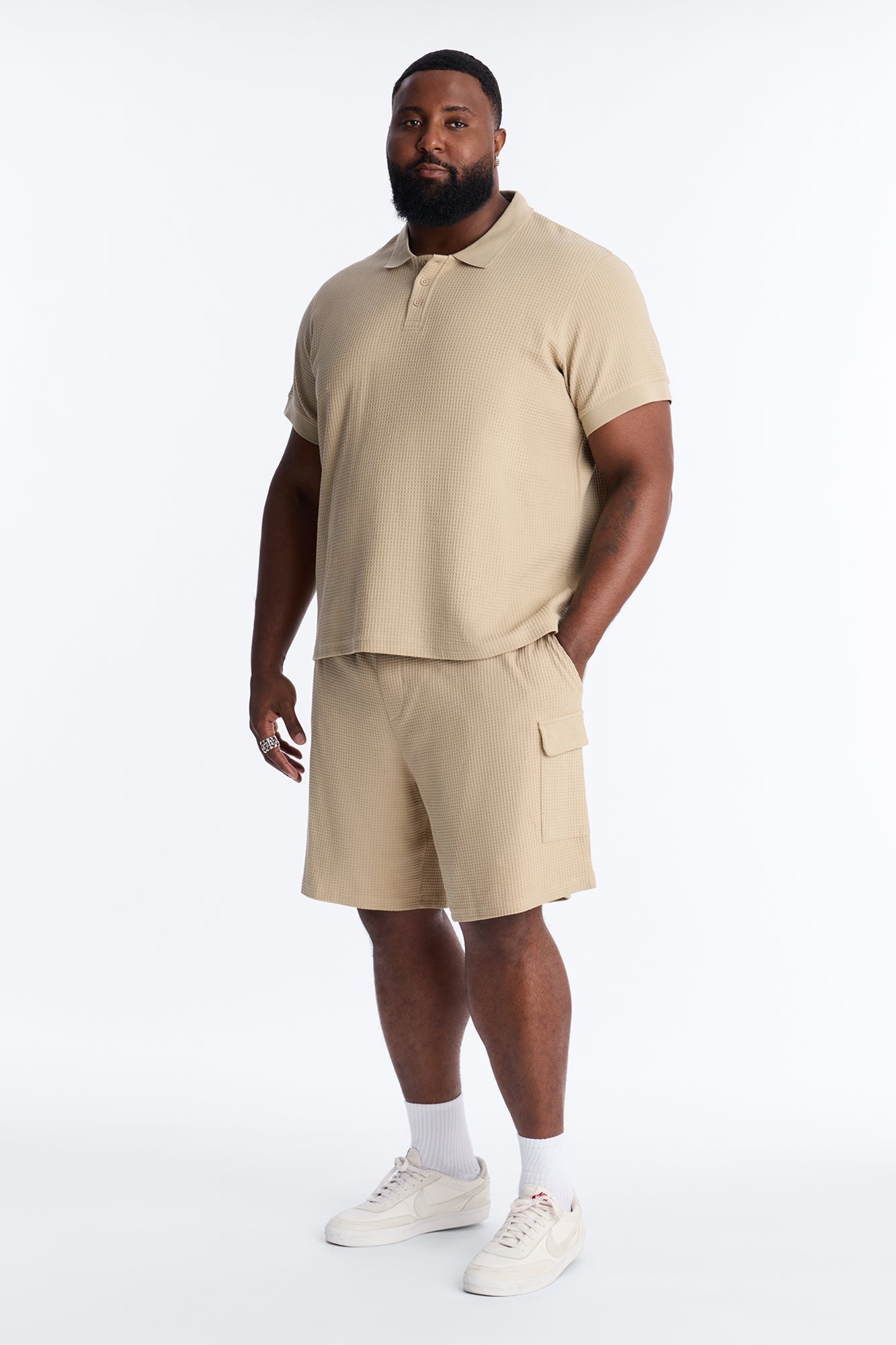 Culver City Waffle Knit Polo - Stone