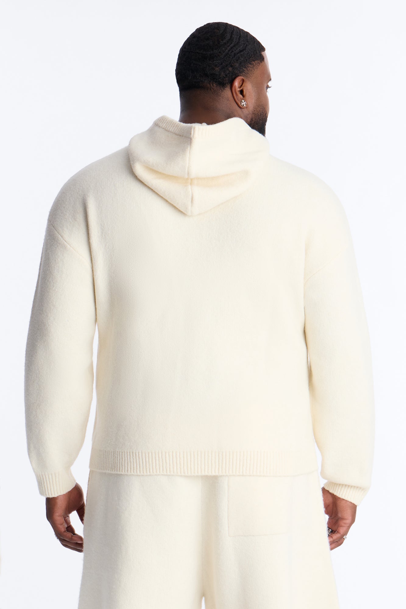 Oversized Realm Hoodie Knit Sweater - Off White