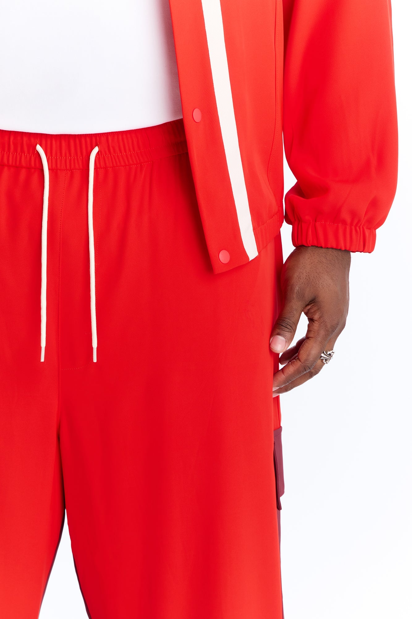 Wide Leg Manchester Color Block Pant - Red