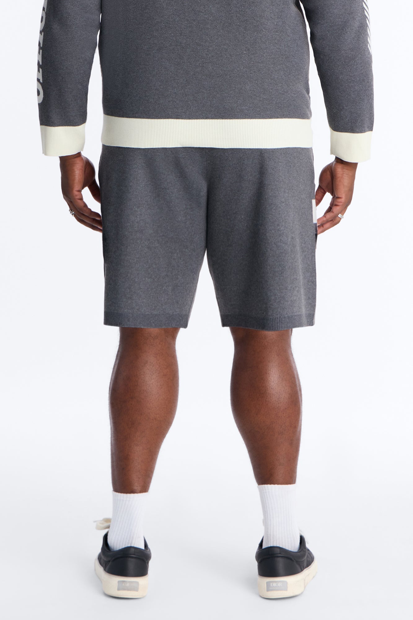 Retro Moto Stripe Sweater Short - Grey