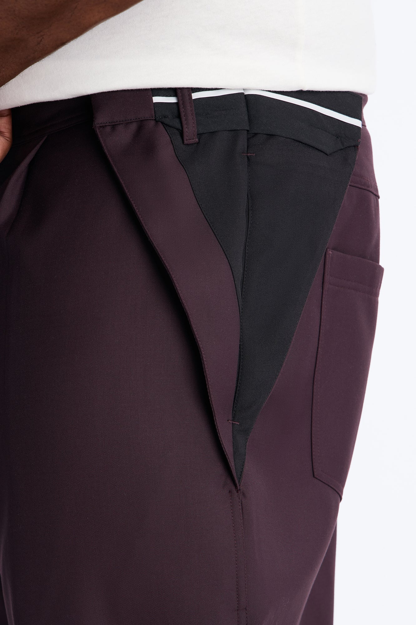Baggy Astoria Inverted Pockets Trouser - Wine