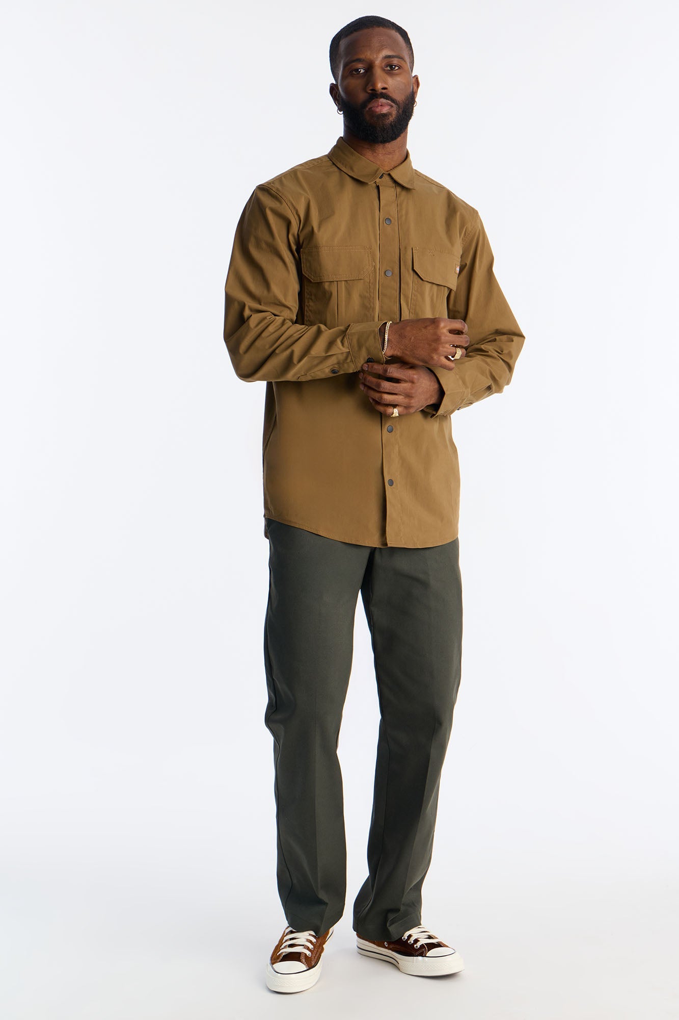 Dickies Utility Long Sleeve Work Shirt - Brown